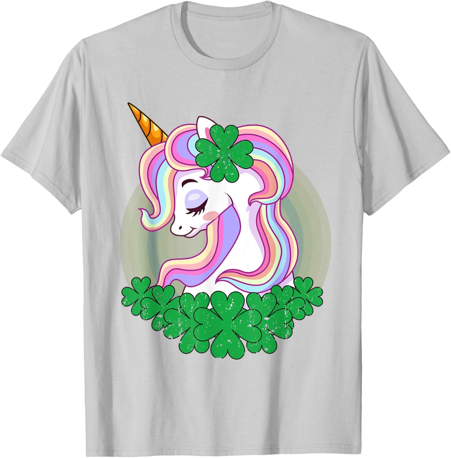 St Patricks Day Unicorn Shamrock Pattys Toddler Kid Girls T-Shirt - T-Shirt | Ash