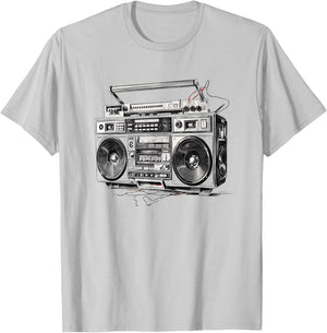 Ghetto Blaster Hip Hop 80's 90's Street Gangster Rap Lover T-Shirt - T-Shirt | Ash