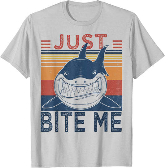 Just Bite Me | Funny Fishing Cool Shark T-Shirt - T-Shirt | Ash