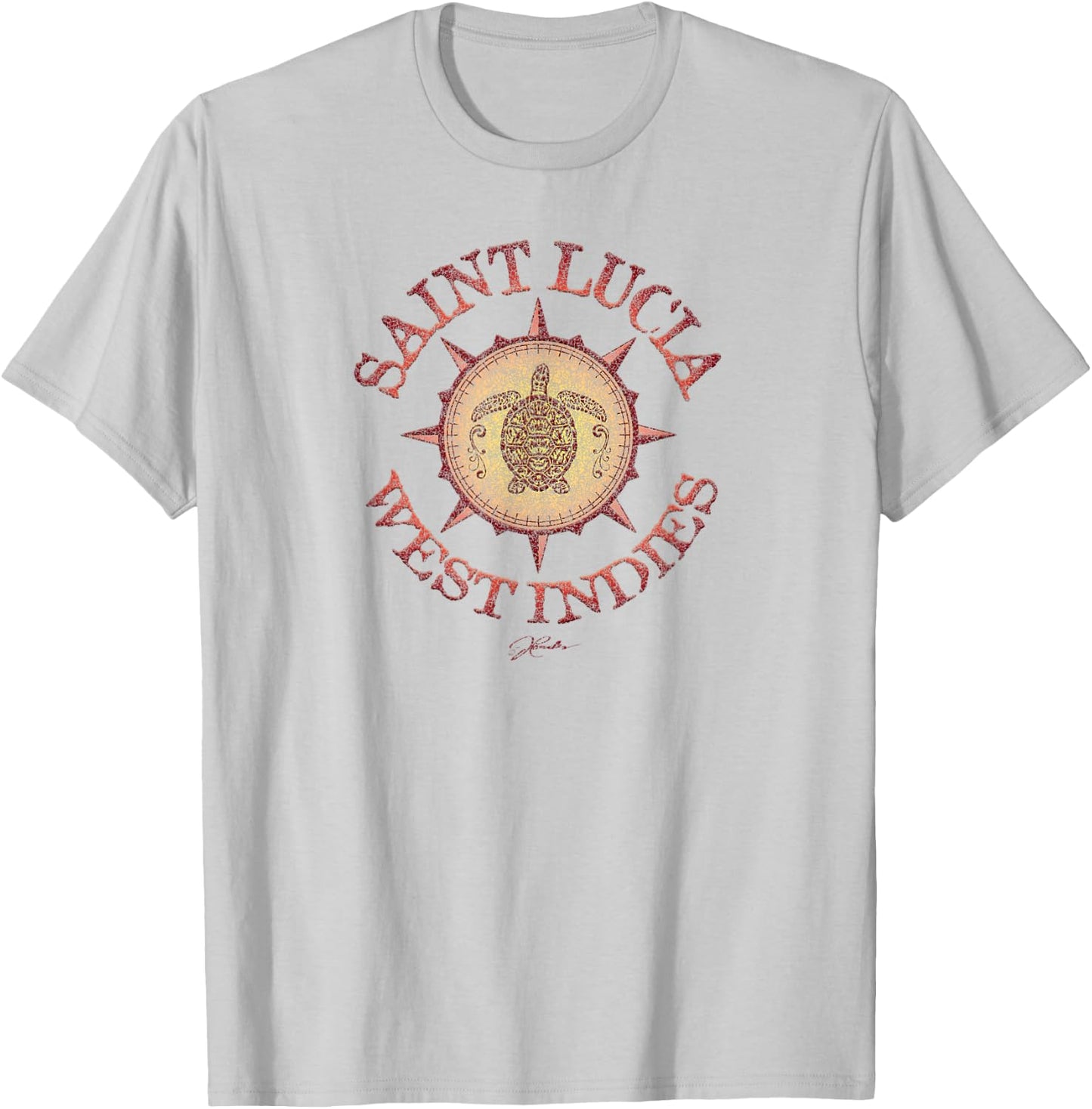 JCombs: Saint Lucia, West Indies, Sea Turtle on Windrose T-Shirt - T-Shirt | Ash