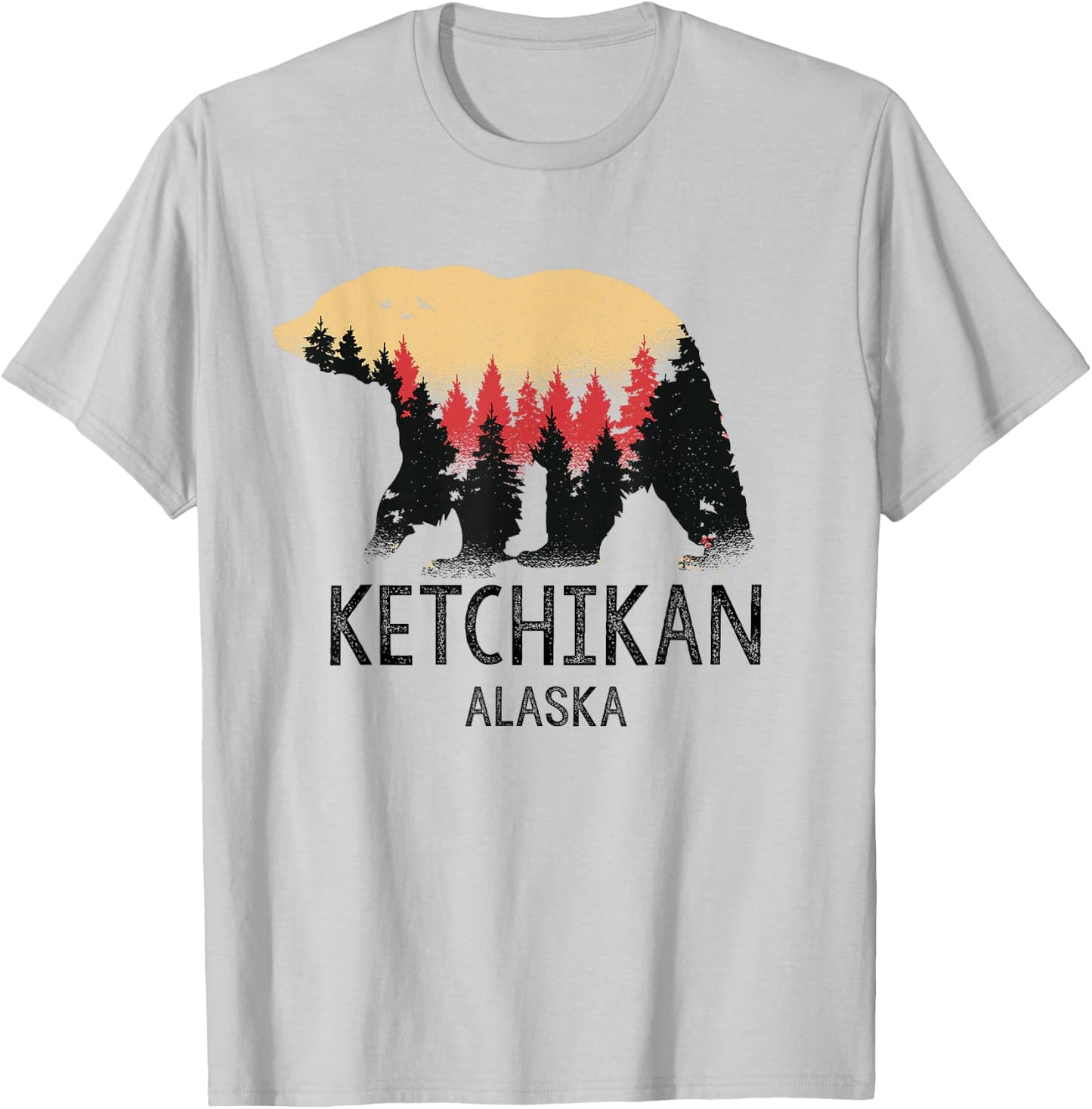 Ketchikan Alaska Vintage Grizzly Bear Nature Souvenir Gift T-Shirt - T-Shirt | Ash