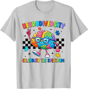 Neurodiversity Brain Autism Awareness ASD ADHD Men Women Kid T-Shirt - T-Shirt | Ash