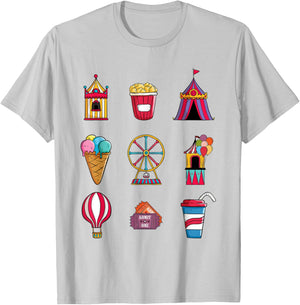 Funny State Fair With Ice Cream Ferris Wheel And Circus Tent T-Shirt - T-Shirt | Ash