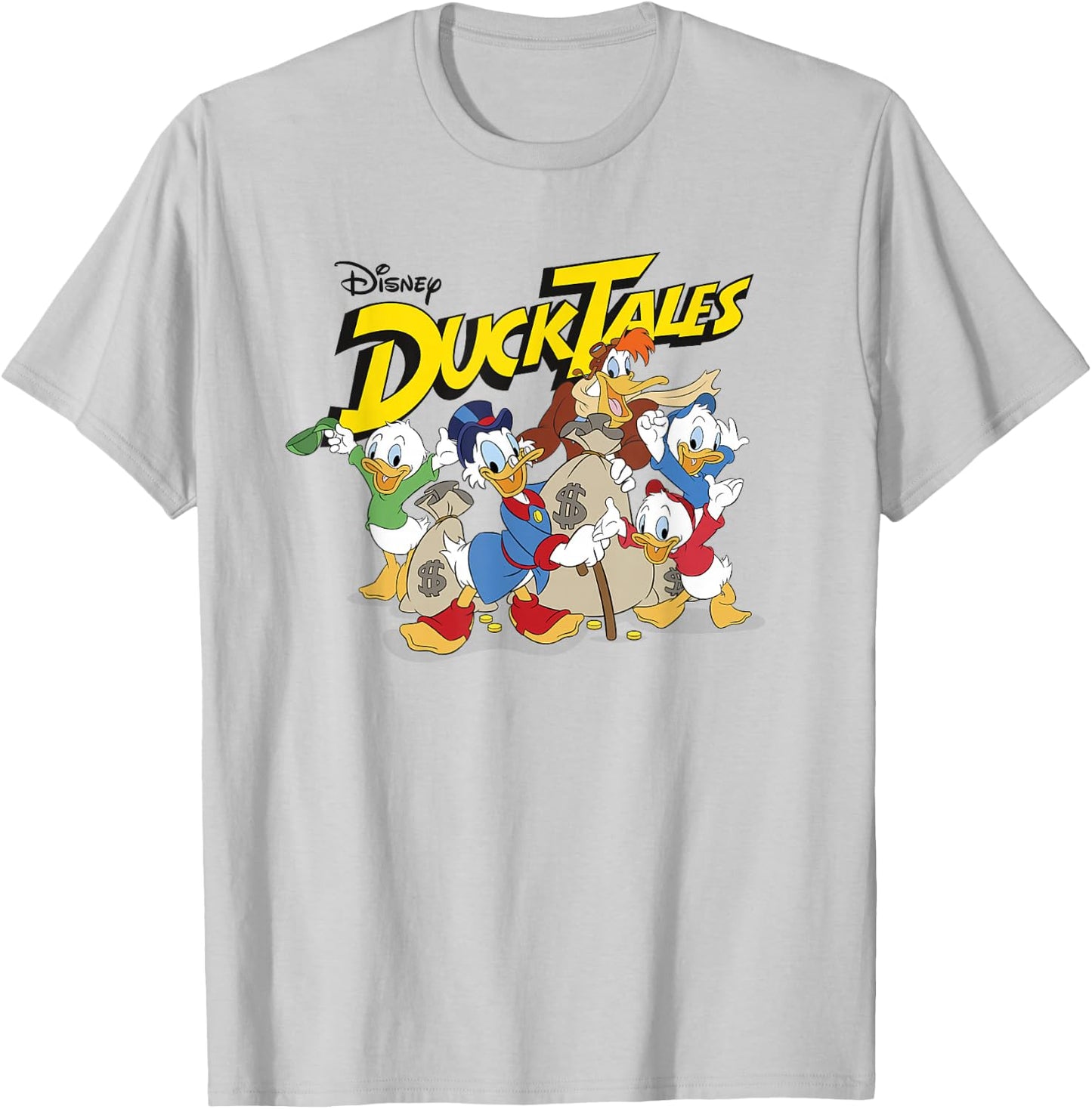 Disney DuckTales Main Cast with Money Bags Group Shot T-Shirt - T-Shirt | Ash