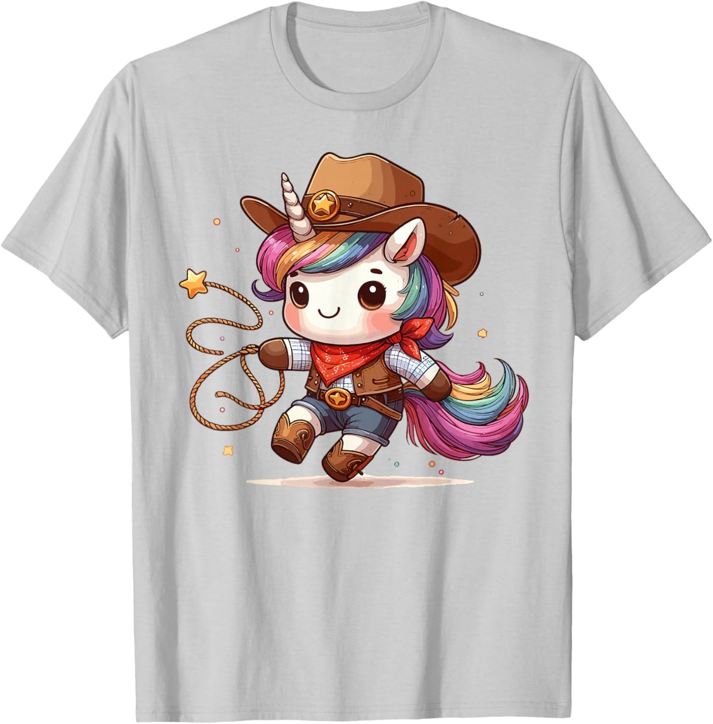 Western Rodeo Cowboy Hat Unicorn Texas Animals T-Shirt - T-Shirt | Ash