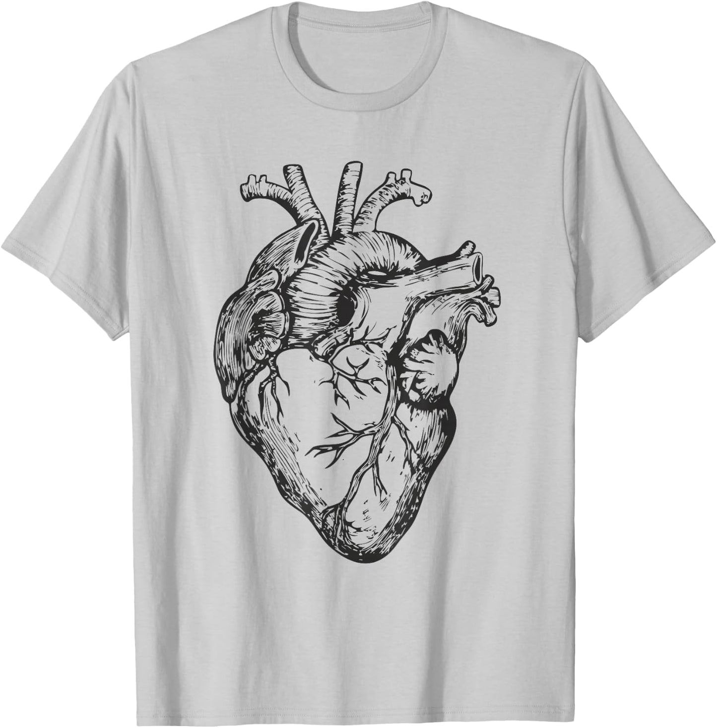Real Heart Funny Human Anatomy Anatomical Cardiac Nurse T-Shirt - T-Shirt | Ash