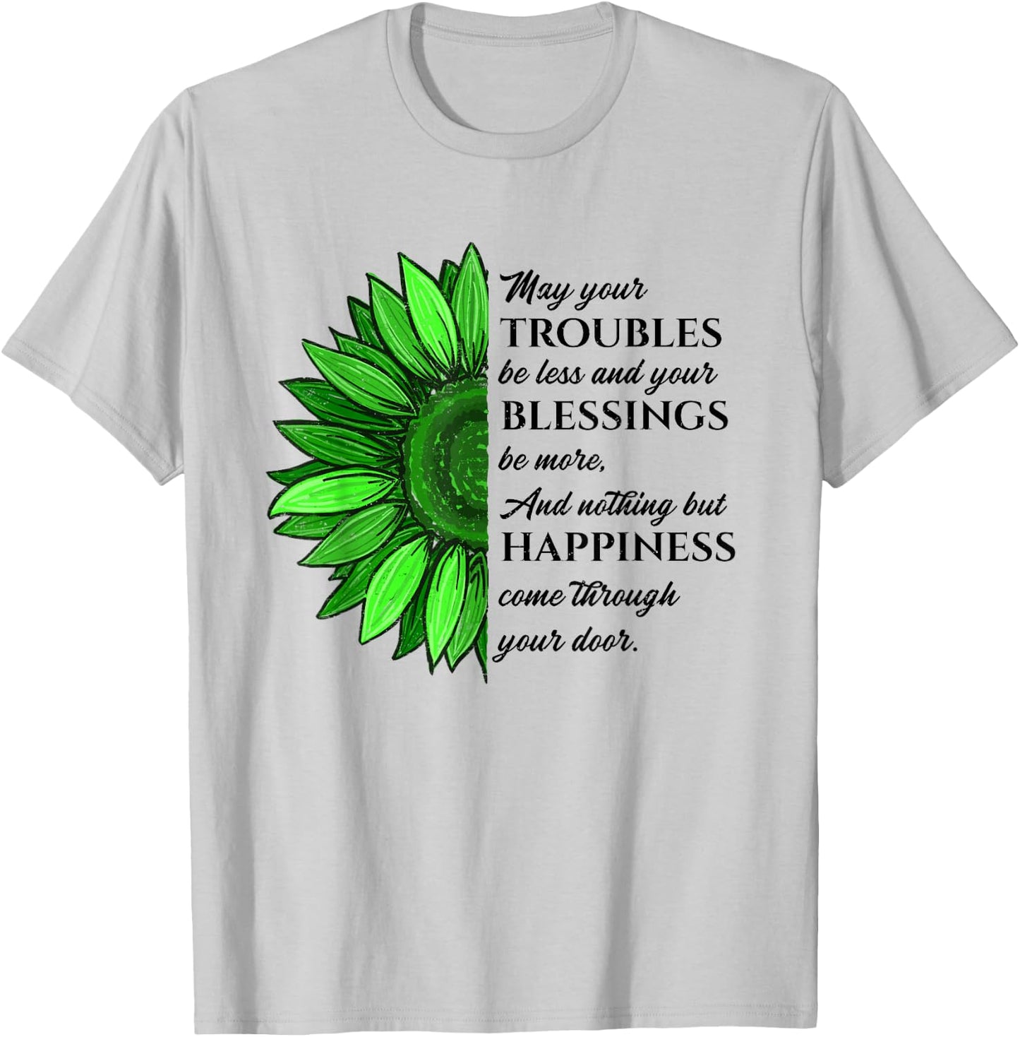 Women's Irish Blessing in Green Sunflower, St. Patricks Day T-Shirt - T-Shirt | Ash