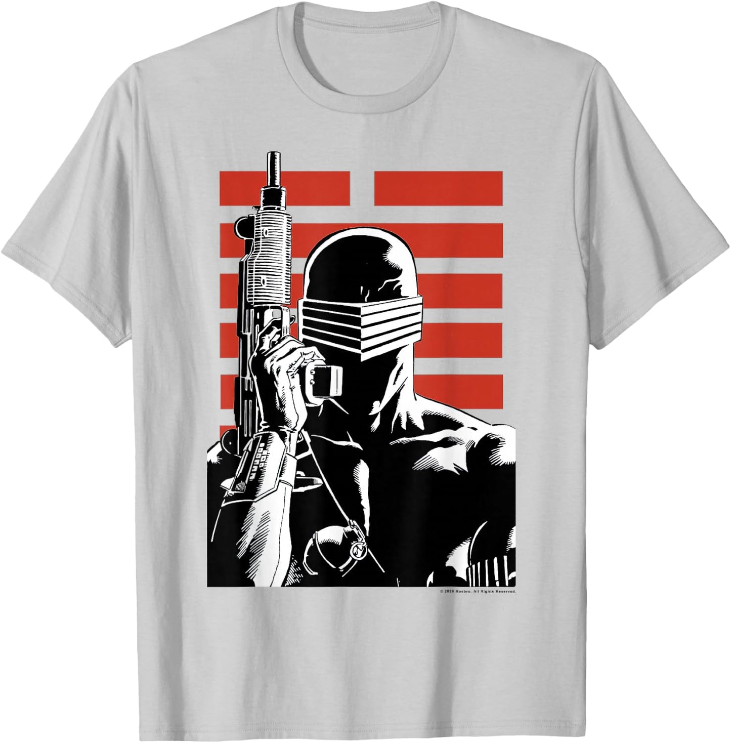 G.I. Joe Snake Eyes Retro Red Stripe Portrait T-Shirt - T-Shirt | Ash