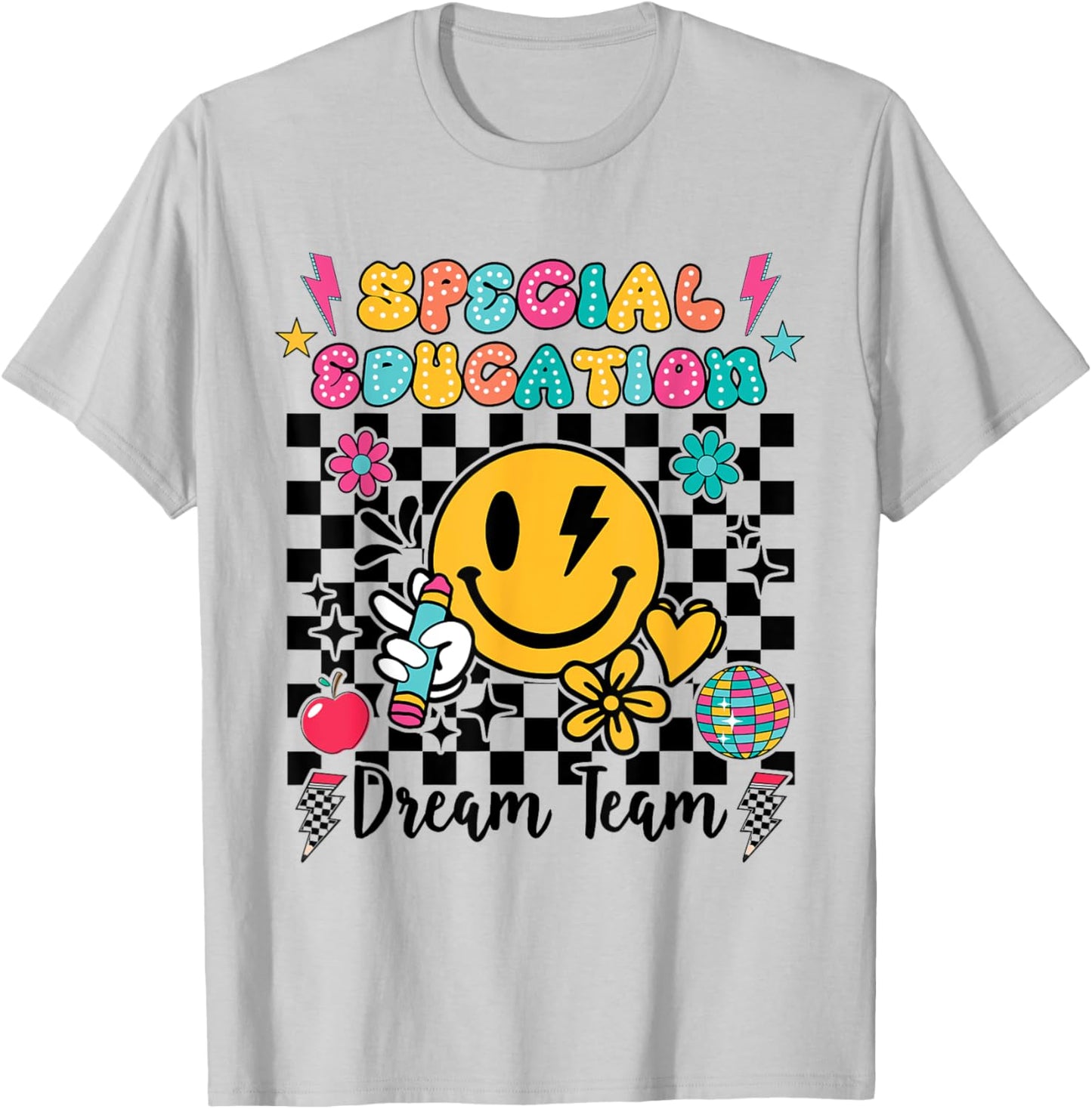 Retro Special Education Squad Groovy Dream Team Teacher T-Shirt - T-Shirt | Ash