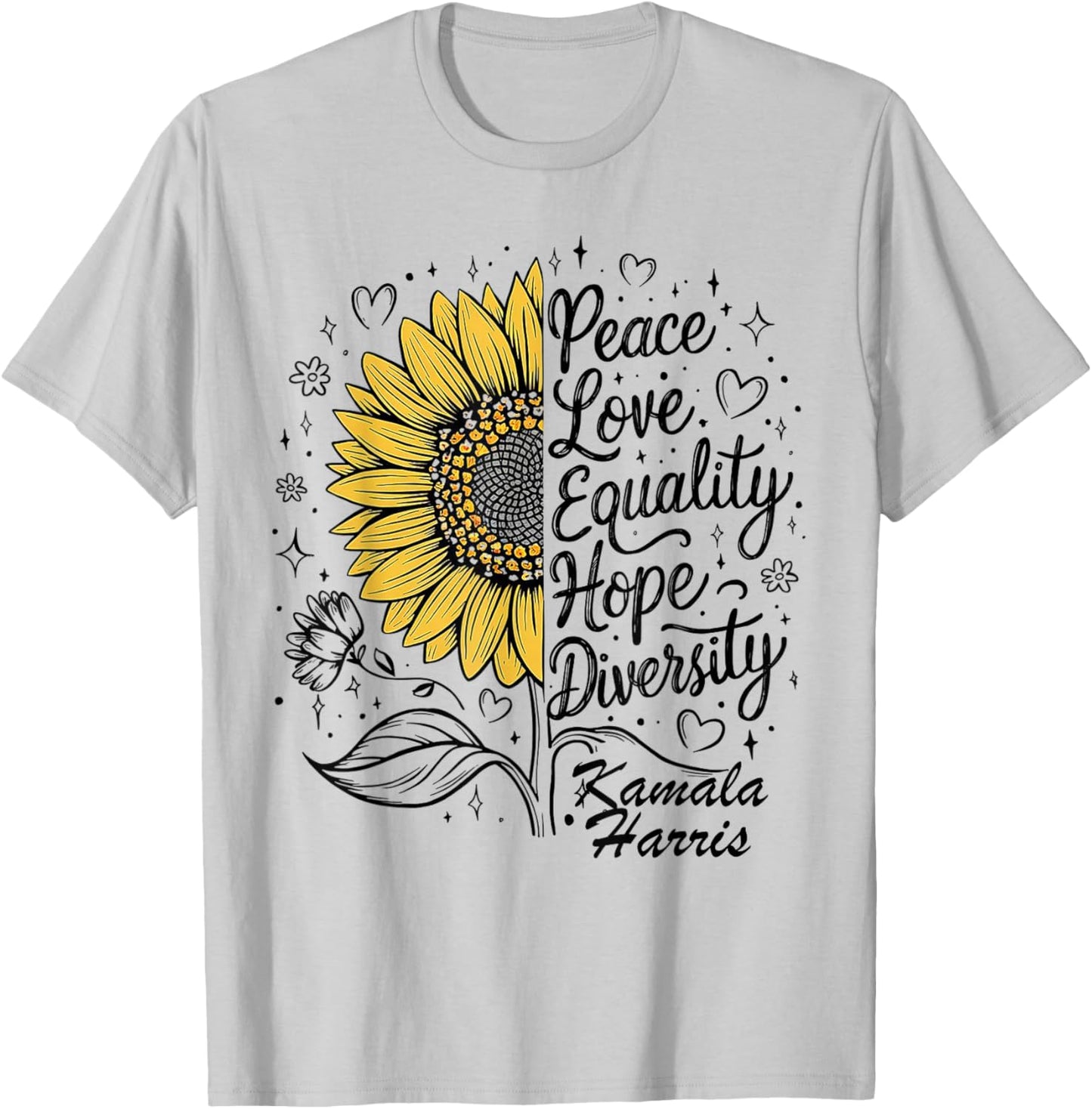 Peace Equality Love Hope Diversity Kamala Harris T-Shirt - T-Shirt | Ash