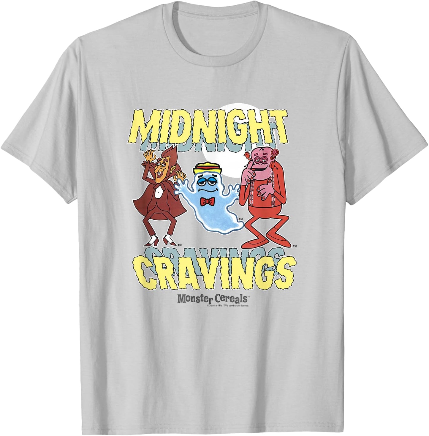 Boo Berry Iconic Midnight Cravings Monster Cereals Big Logo T-Shirt - T-Shirt | Ash