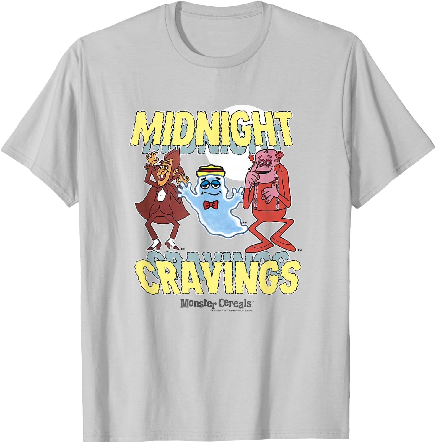 Boo Berry Iconic Midnight Cravings Monster Cereals Big Logo T-Shirt - T-Shirt | Ash