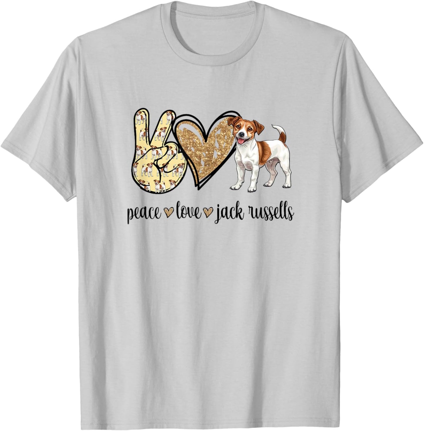 Girls Peace Love JRT Mom Dog Lover Jack Russell T-Shirt - T-Shirt | Ash