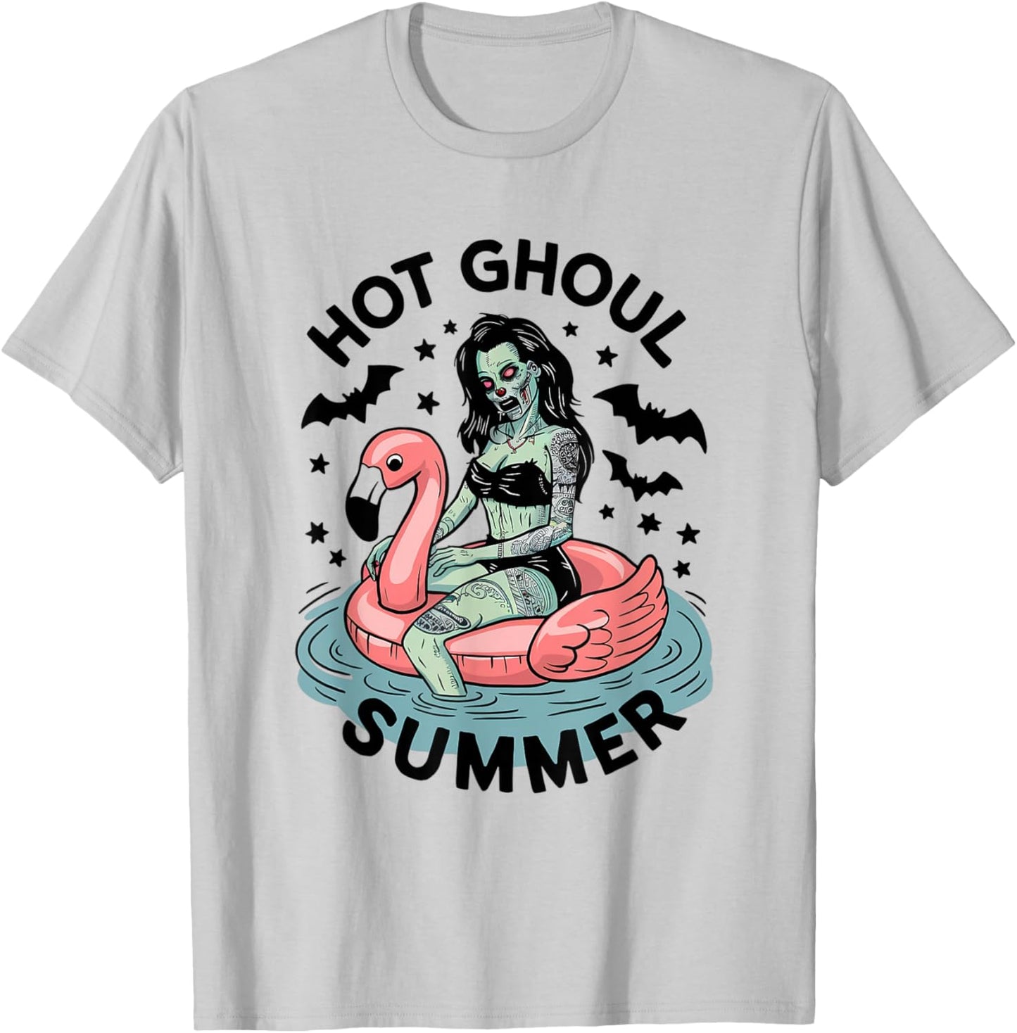 Hot Ghoul Summer Funny Zombie Gothic Spooky Retro Halloween T-Shirt - T-Shirt | Ash