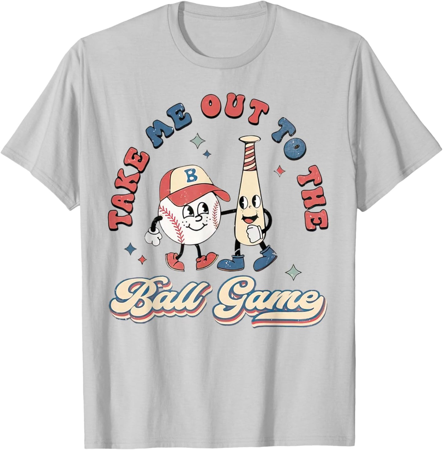 Take Me Out to the Ball Game Retro Baseball T-Shirt - T-Shirt | Ash