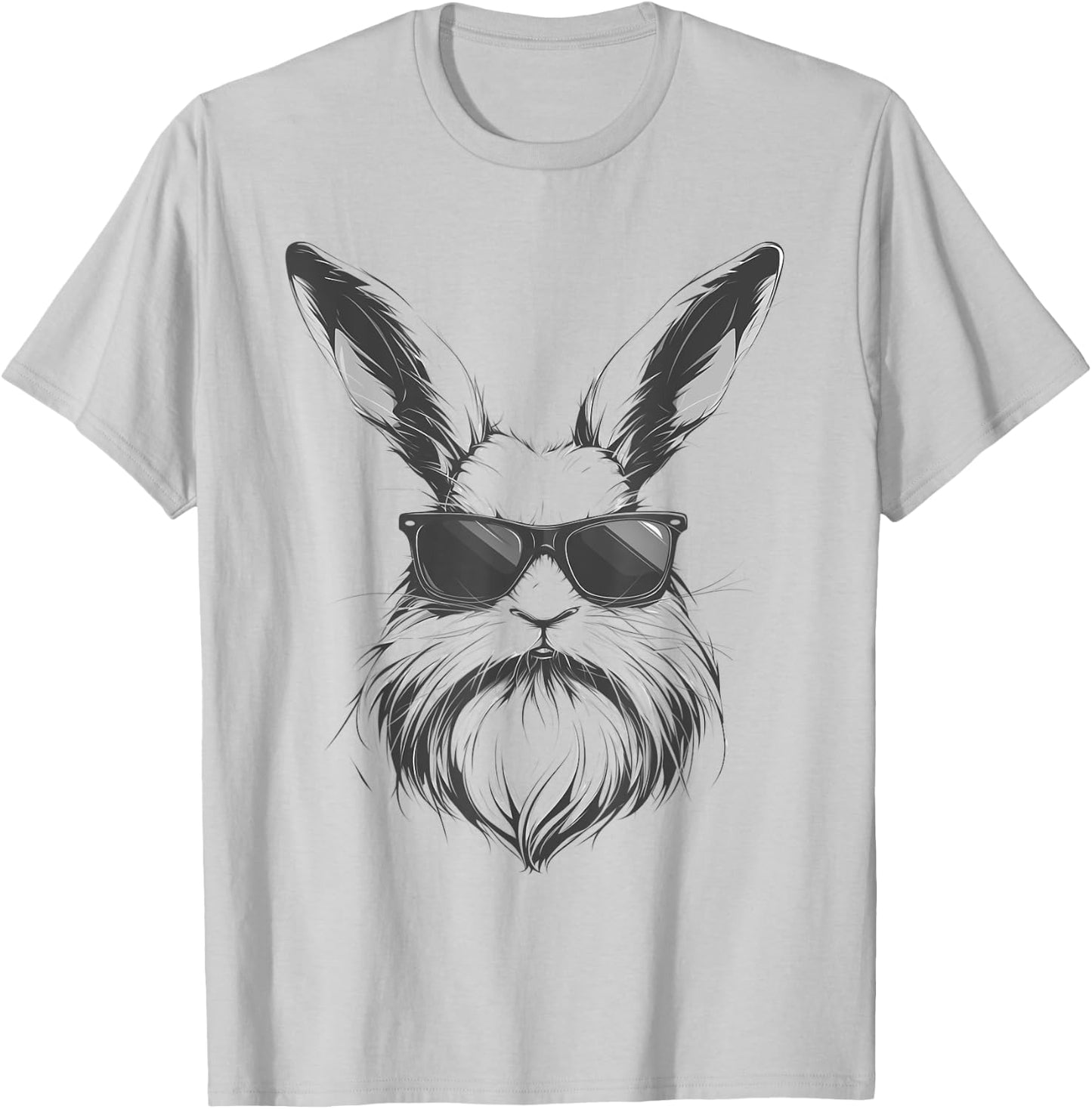 Beard Bunny Face With Sunglasses Easter Day 2024 Men Boy Kid T-Shirt - T-Shirt | Ash