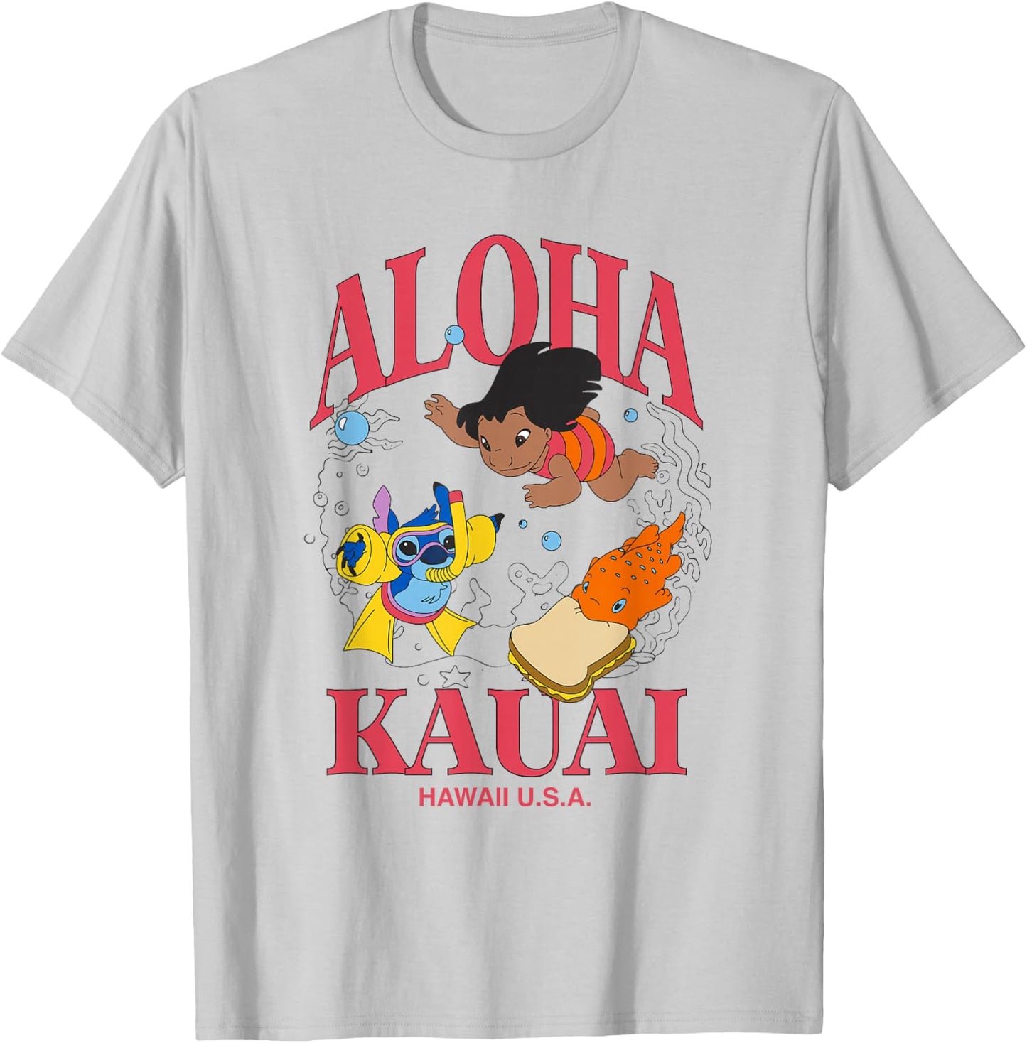Disney Lilo & Stitch Aloha Kauai Hawaii Underwater Fun T-Shirt - T-Shirt | Ash