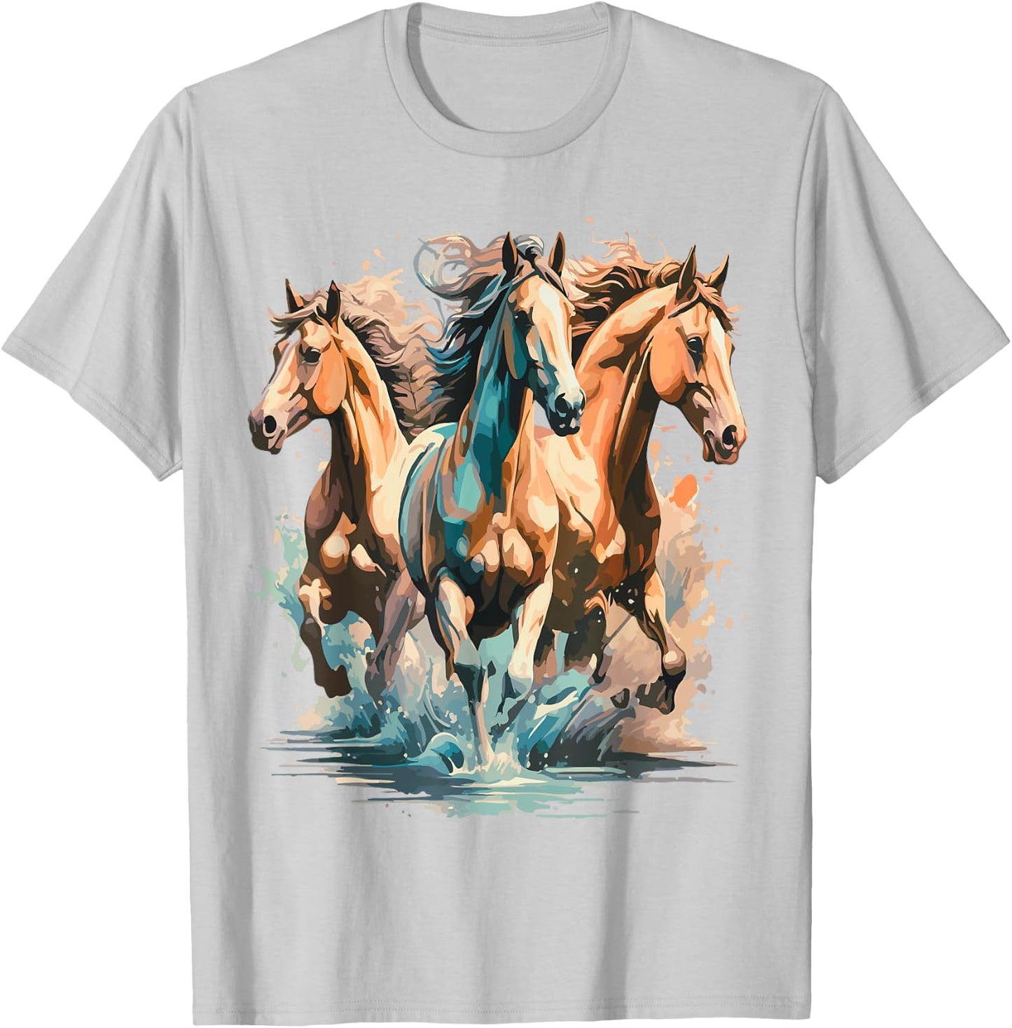 Running Crazy Wild Horses Gift Teenage Girls Boys Men Women T-Shirt - T-Shirt | Ash