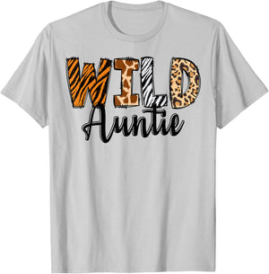 Wild Auntie Zoo Born Two Be Wild B-day Safari Jungle Animal T-Shirt - T-Shirt | Ash