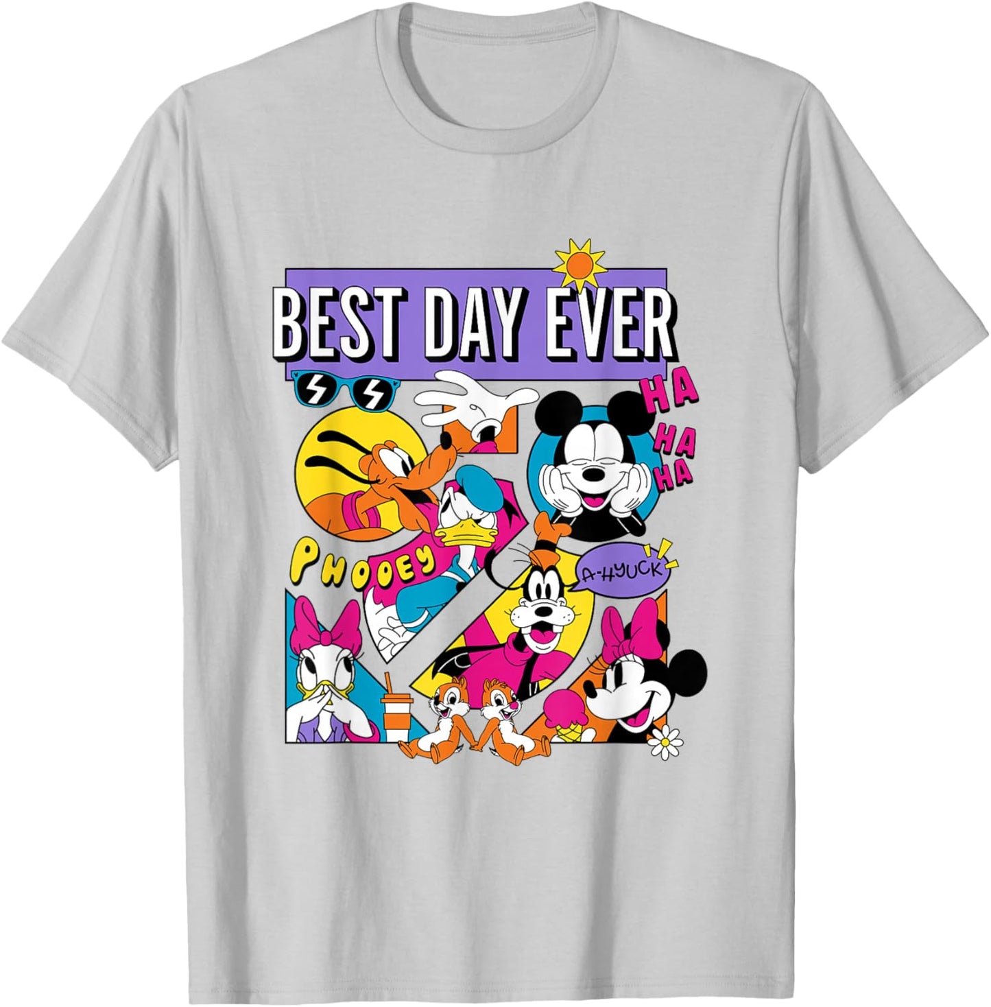 Disney Mickey And Friends Best Day Ever Retro Comic Panels T-Shirt - T-Shirt | Ash