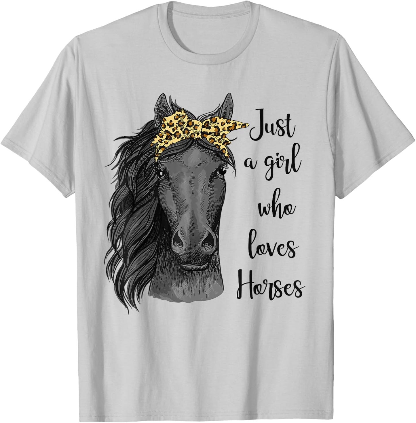 Just A Girl Who Loves Horses Bandana Horseback Riding Gifts T-Shirt - T-Shirt | Ash