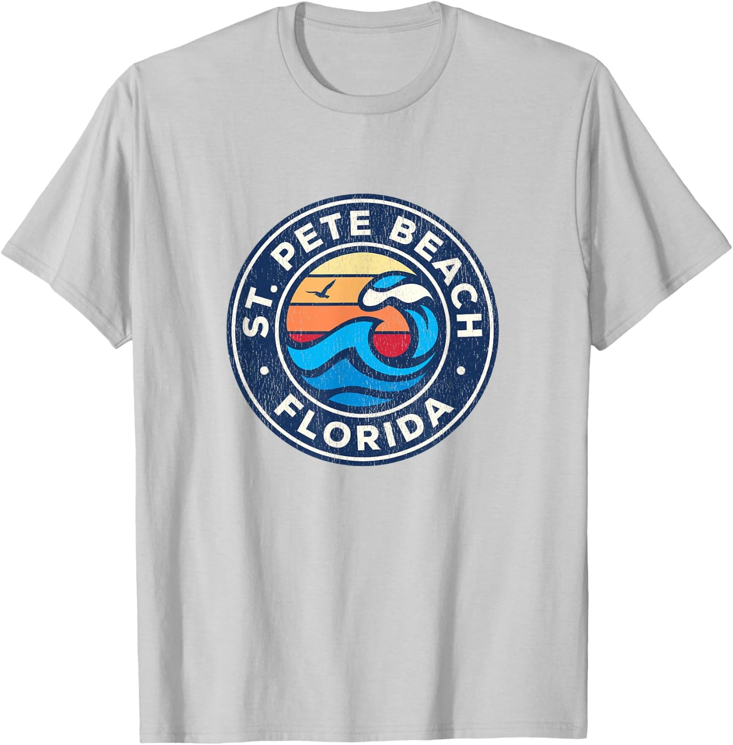 St. Pete Beach Florida FL Vintage Nautical Waves Design Women Girls Kids T-Shirt - T-Shirt | Ash