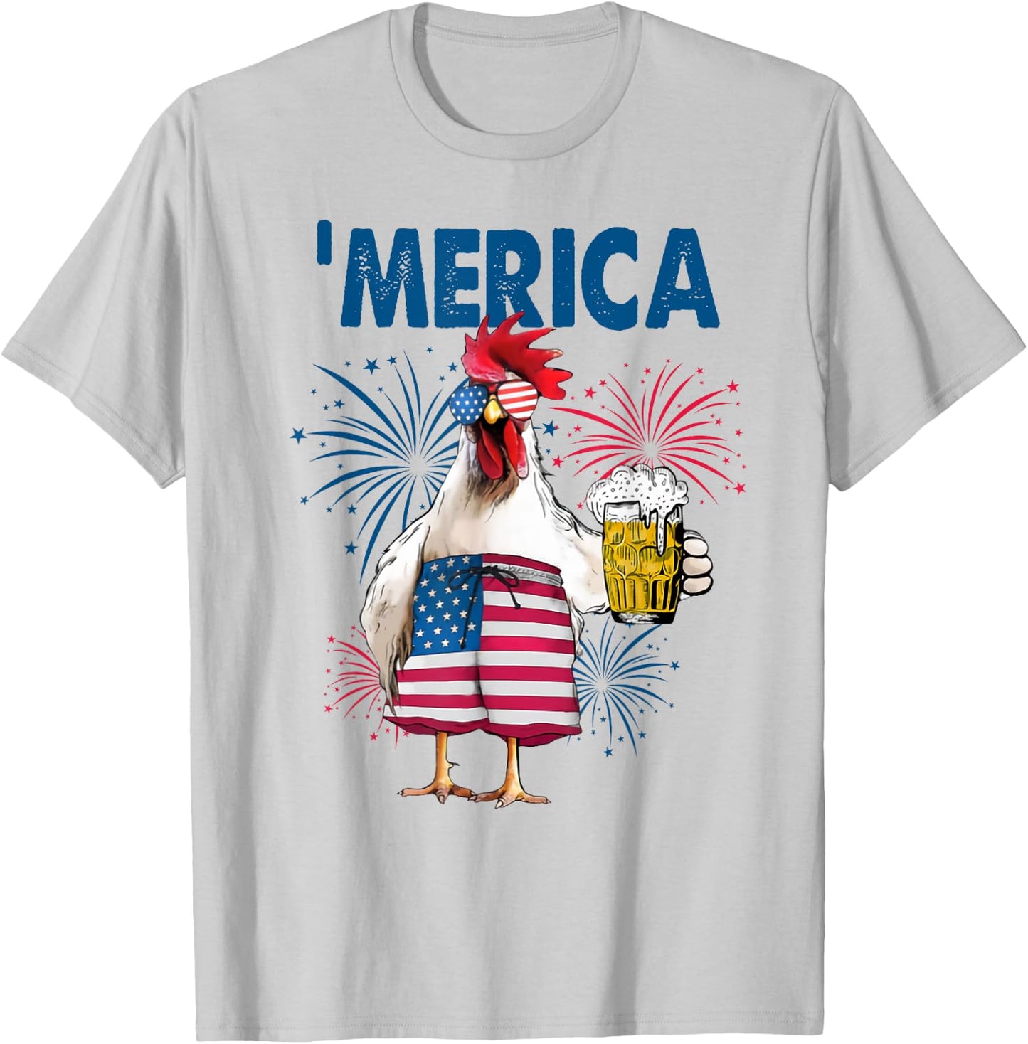 'Merica rooster T-Shirt - T-Shirt | Ash
