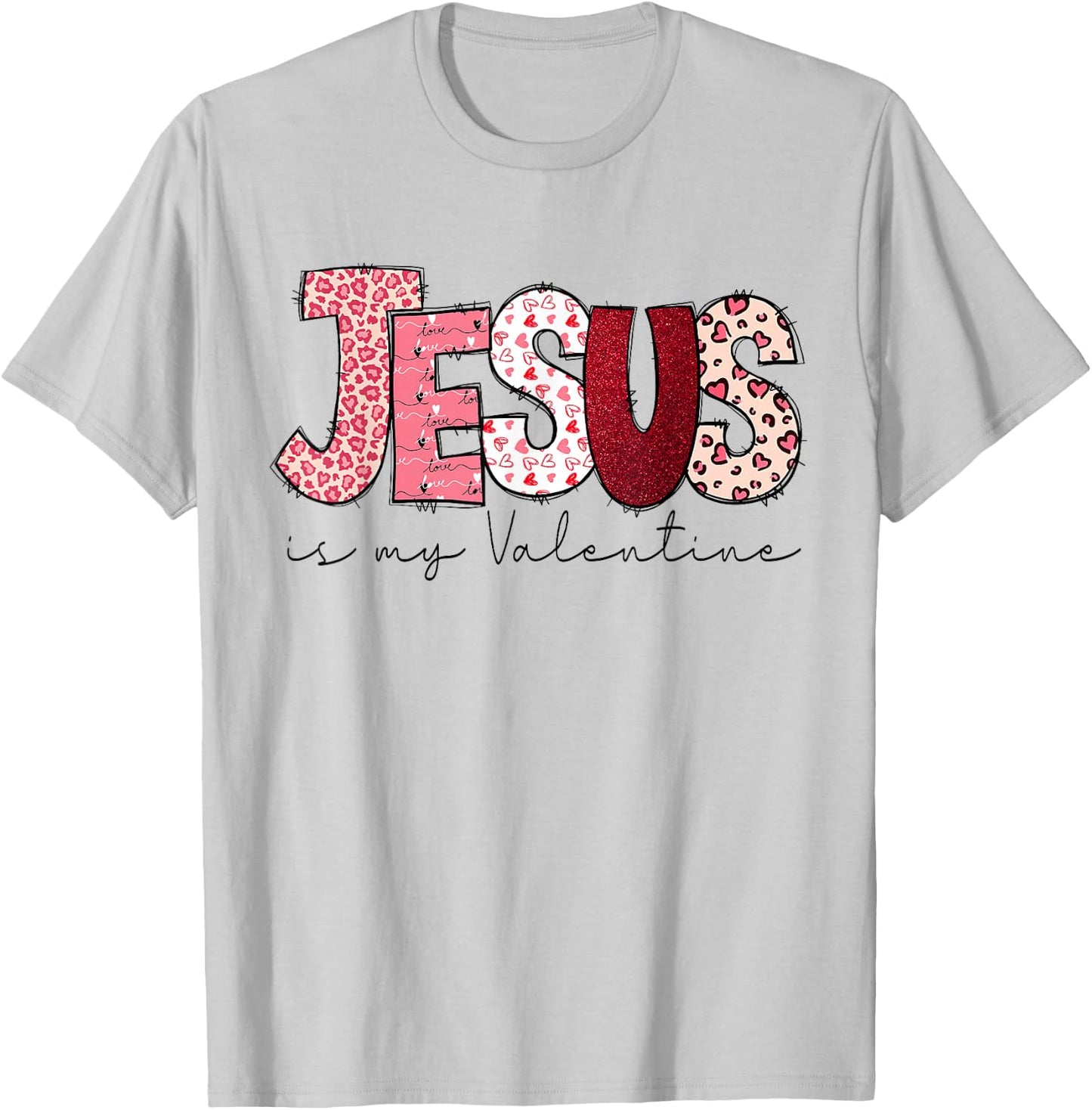 Christian Valentines Day Jesus Religious Valentine T-Shirt - T-Shirt | Ash