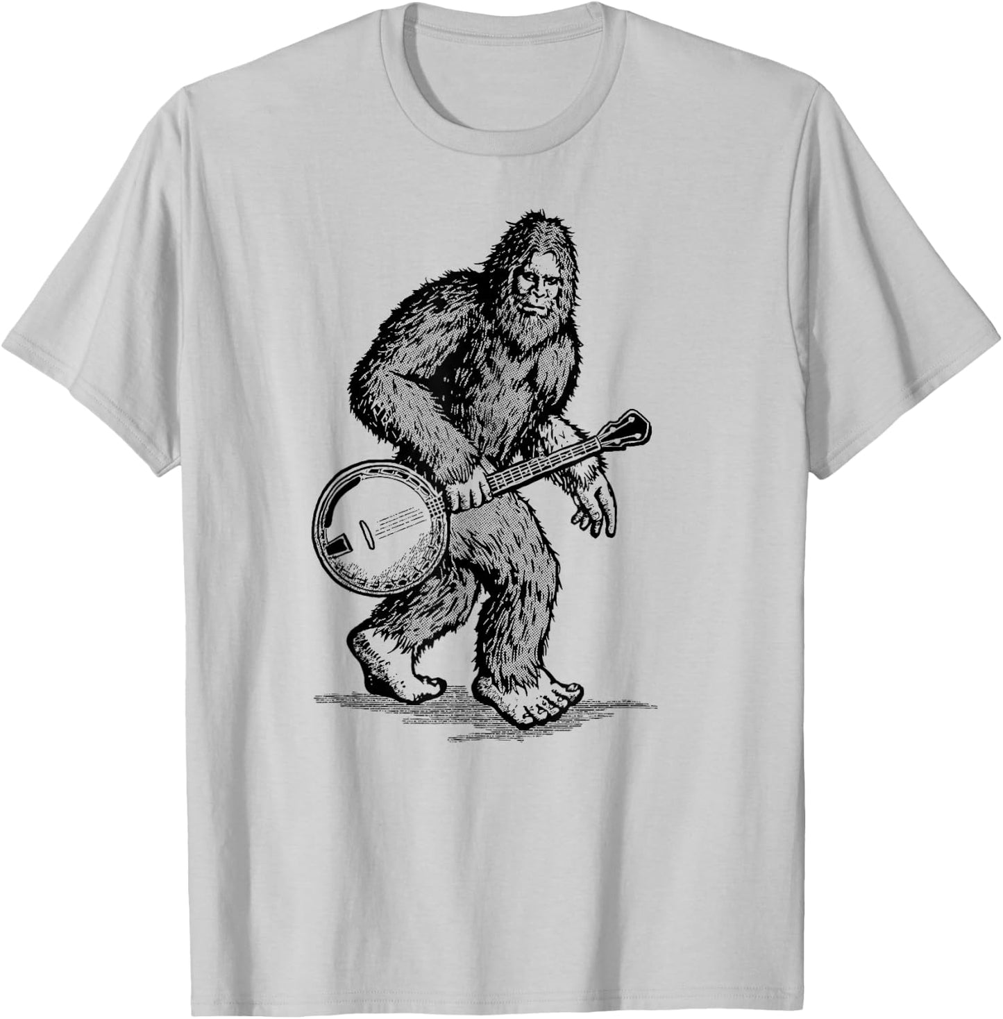 Grassquatch! Vintage Bigfoot & Bluegrass Banjo Music T-Shirt - T-Shirt | Ash