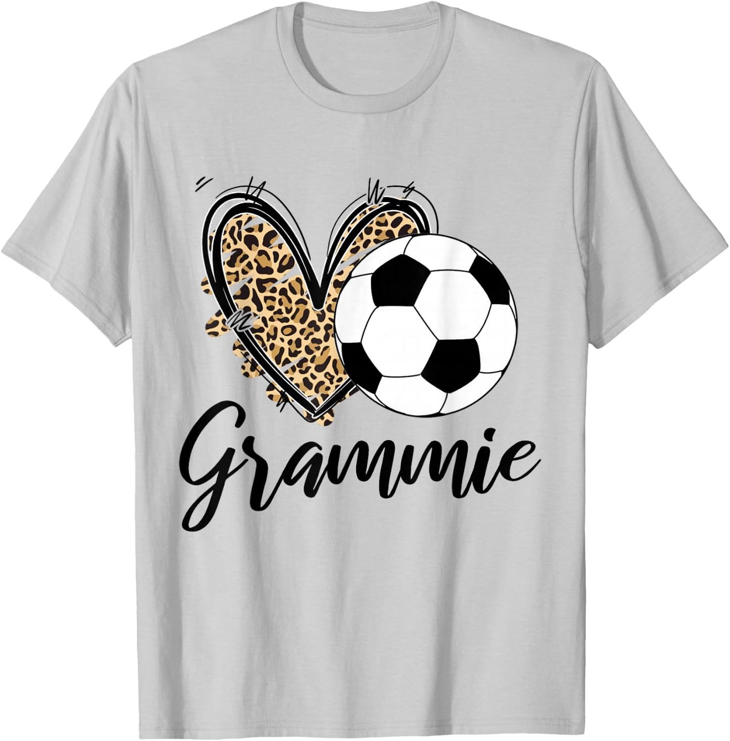 Soccer Grammie Leopard Heart Grammie T-Shirt - T-Shirt | Ash