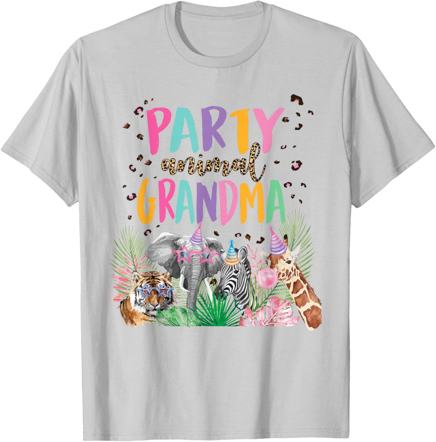 Grandma Of The Birthday Boy Girl Zoo Theme Animal Party T-Shirt - T-Shirt | Ash