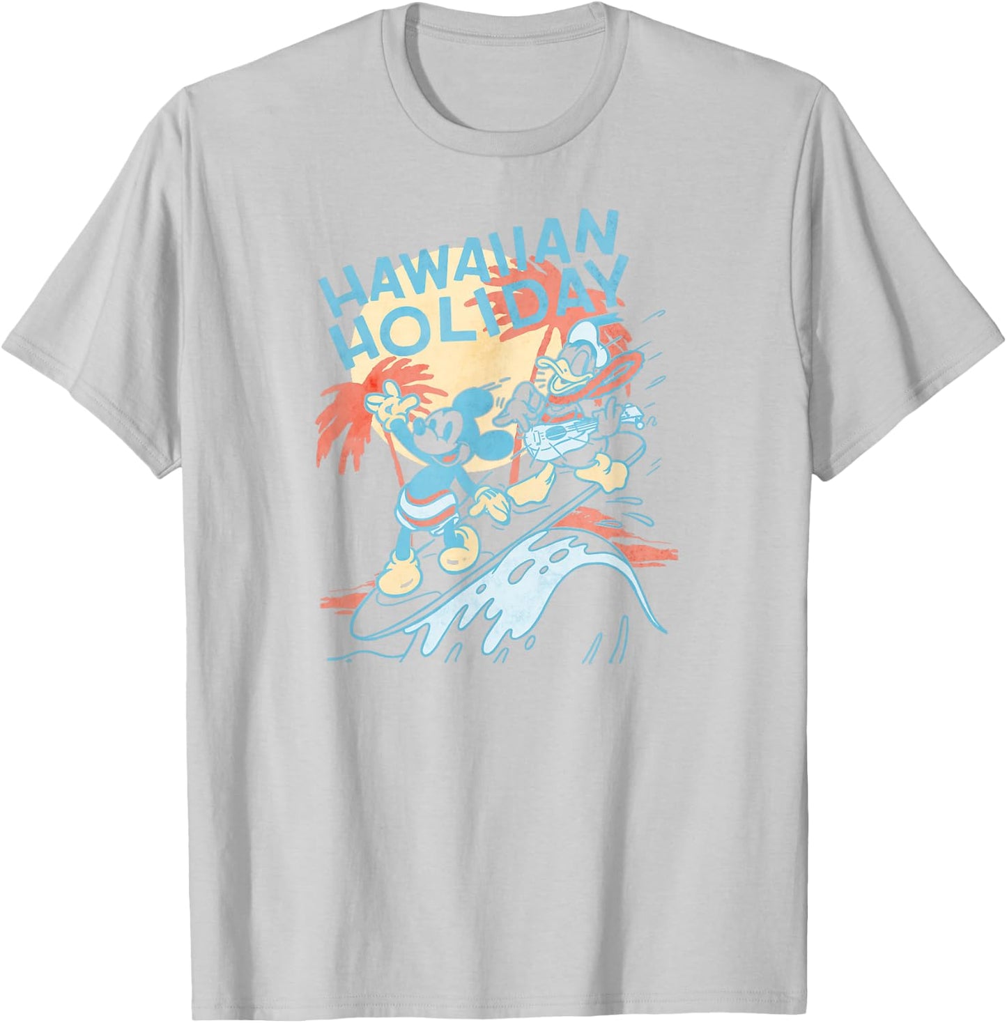 Disney Mickey And Friends Hawaiian Holiday Duo Retro Poster T-Shirt - T-Shirt | Ash