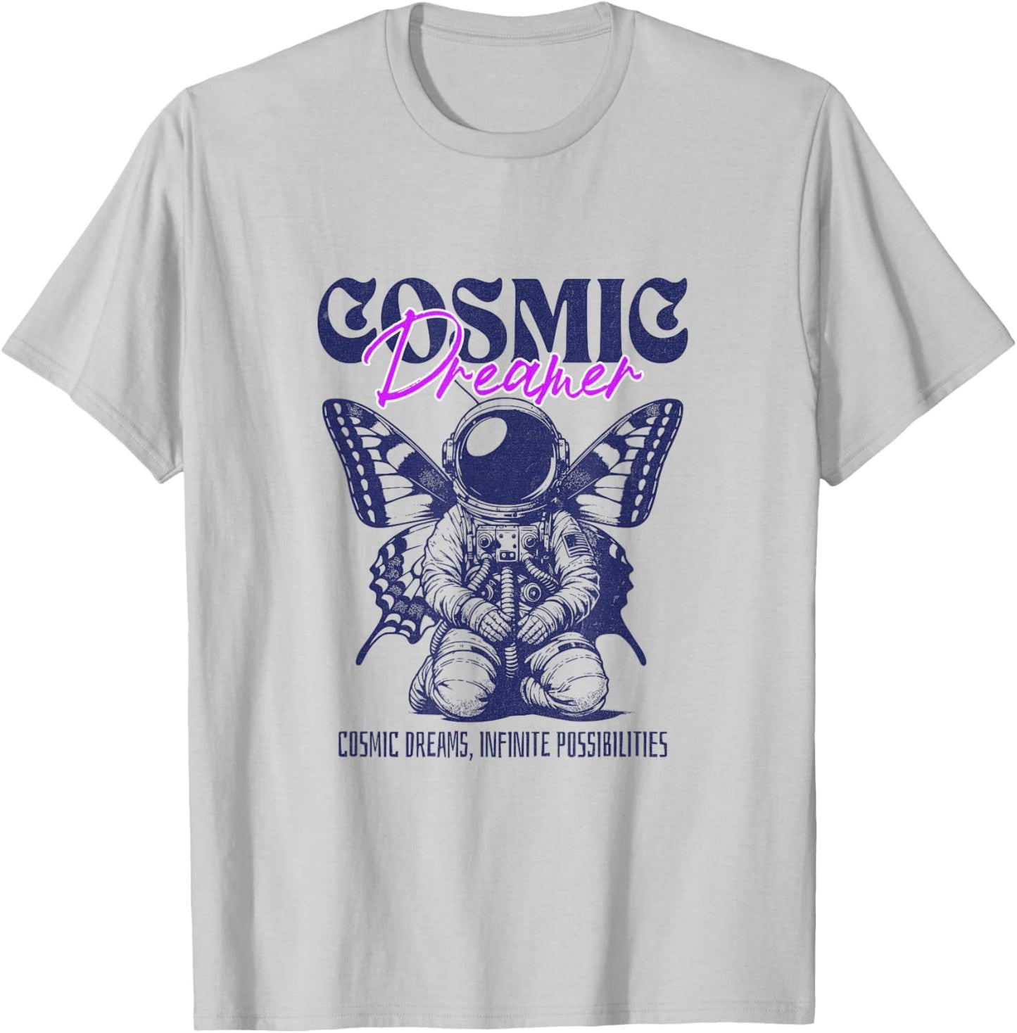 Cosmic Dreamer Vintage Butterfly T-Shirt - T-Shirt | Ash
