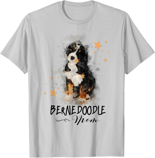 Watercolor Bernedoodle Mom Doodle Lover Gift T-Shirt - T-Shirt | Ash