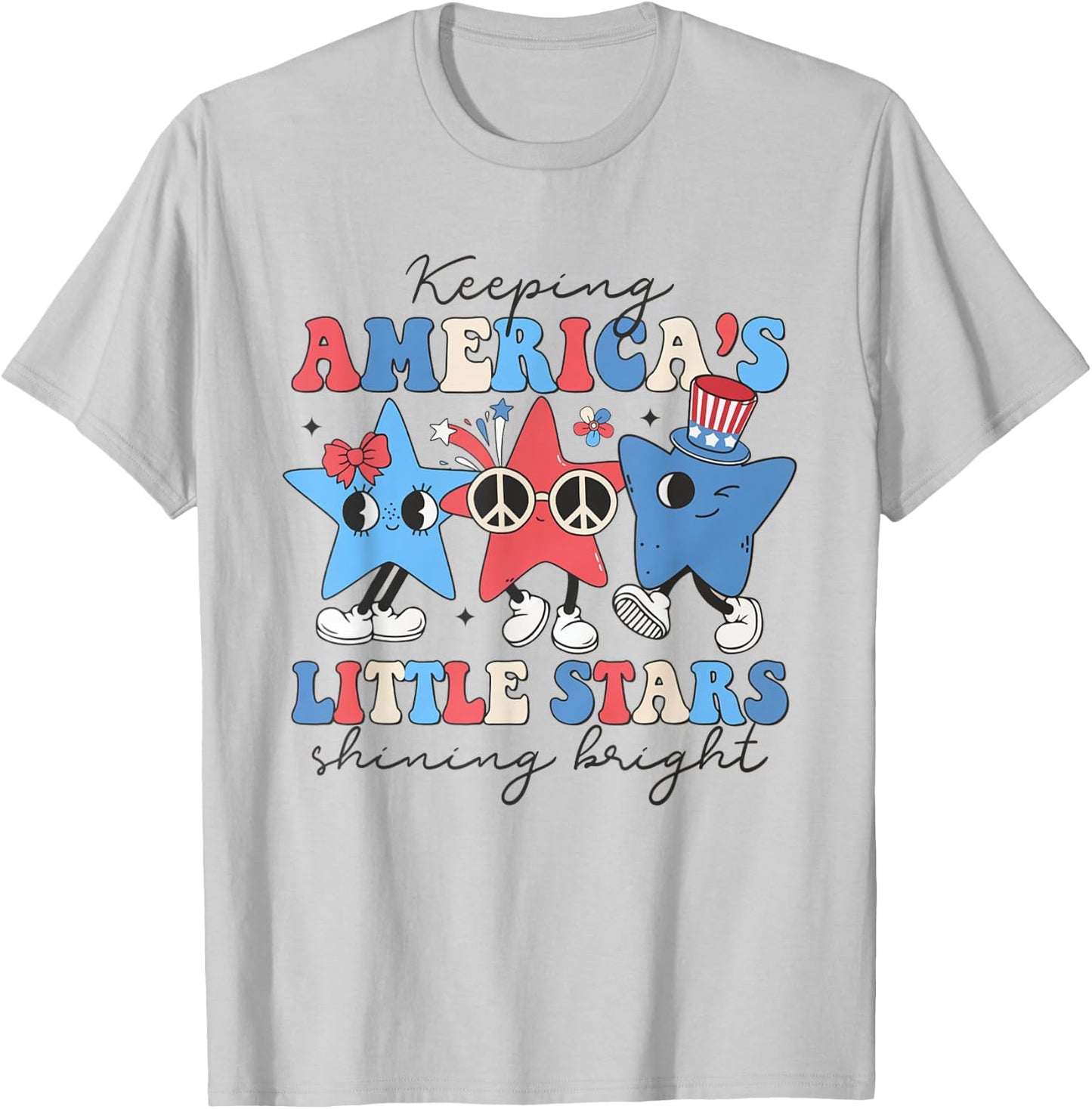 Pediatric Nurse 4th of July Little Stars Shining Bright Men T-Shirt - T-Shirt | Ash