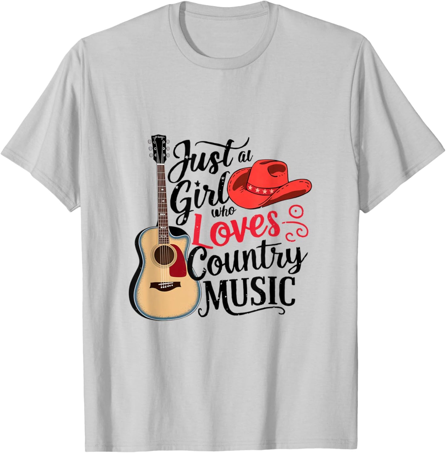 Just A Girl who Loves Country Music Cowboy T-Shirt - T-Shirt | Ash
