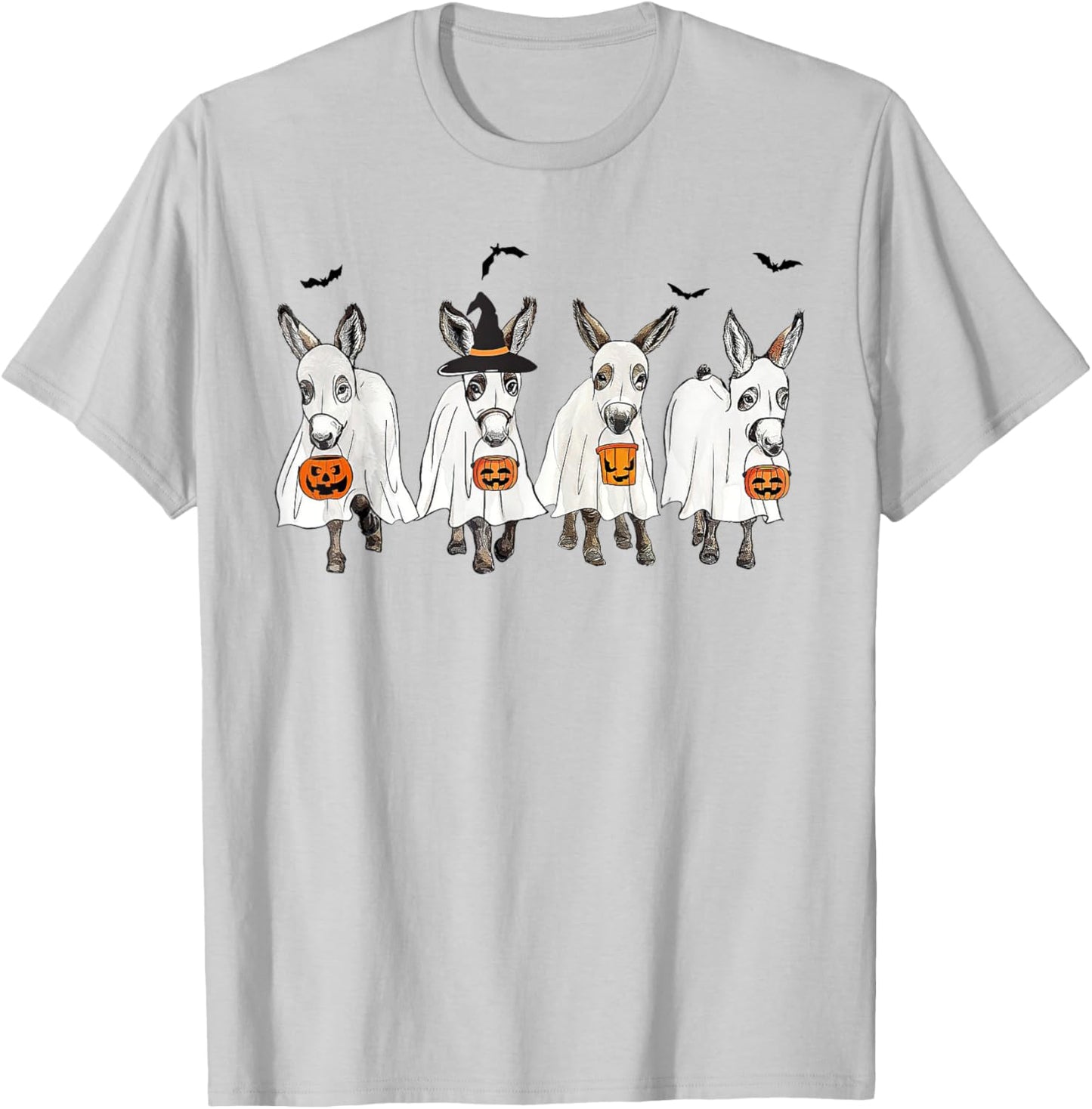 Funny Ghost Donkey Hallowen Donkey Lover Farmer Halloween T-Shirt - T-Shirt | Ash