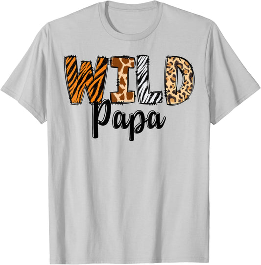 Wild Papa Zoo Born Two Be Wild B-day Safari Jungle Animal T-Shirt - T-Shirt | Ash