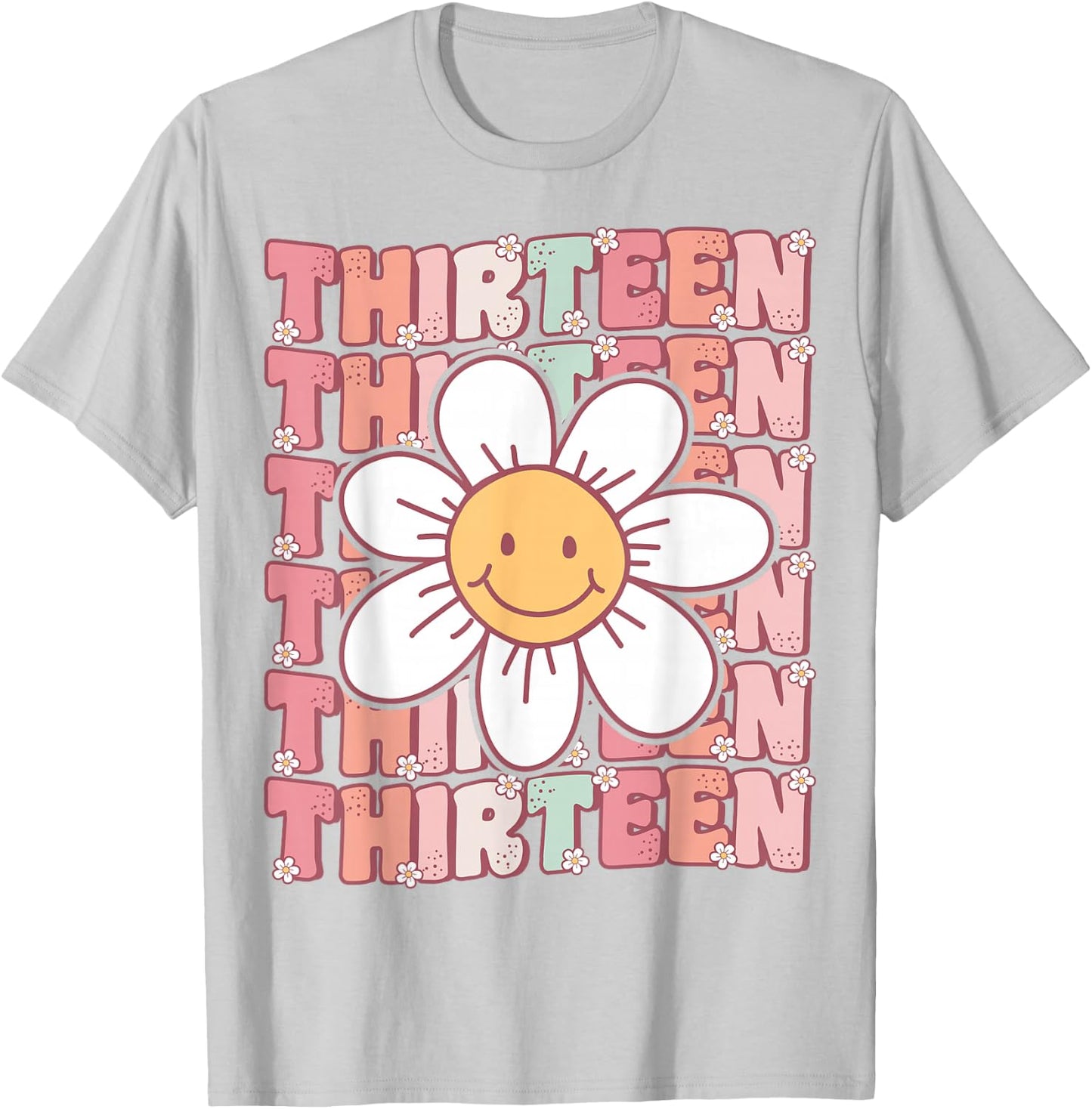 Groovy 13th Birthday Party Daisy Flower Thirteen Year Old T-Shirt - T-Shirt | Ash