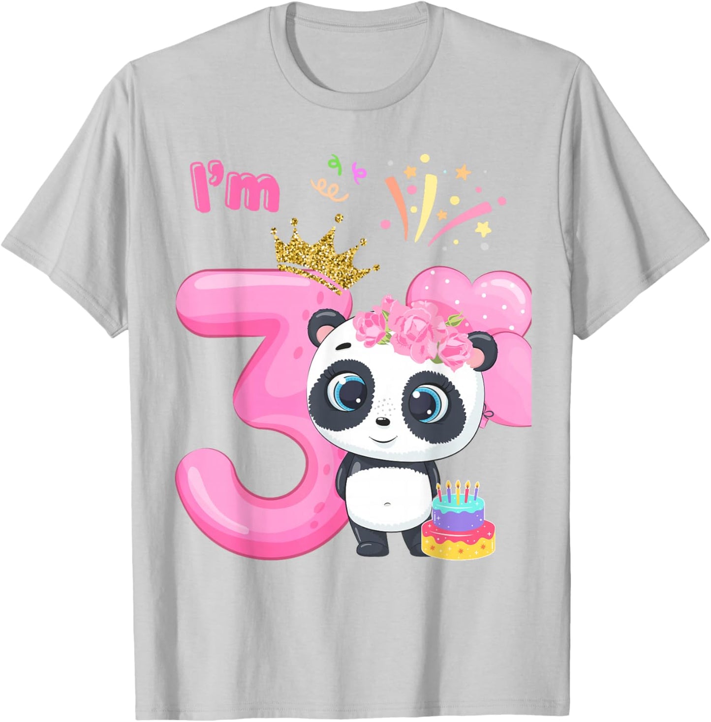 Adorable Panda 3rd Birthday for Boy /Girl /Toddler Family T-Shirt - T-Shirt | Ash