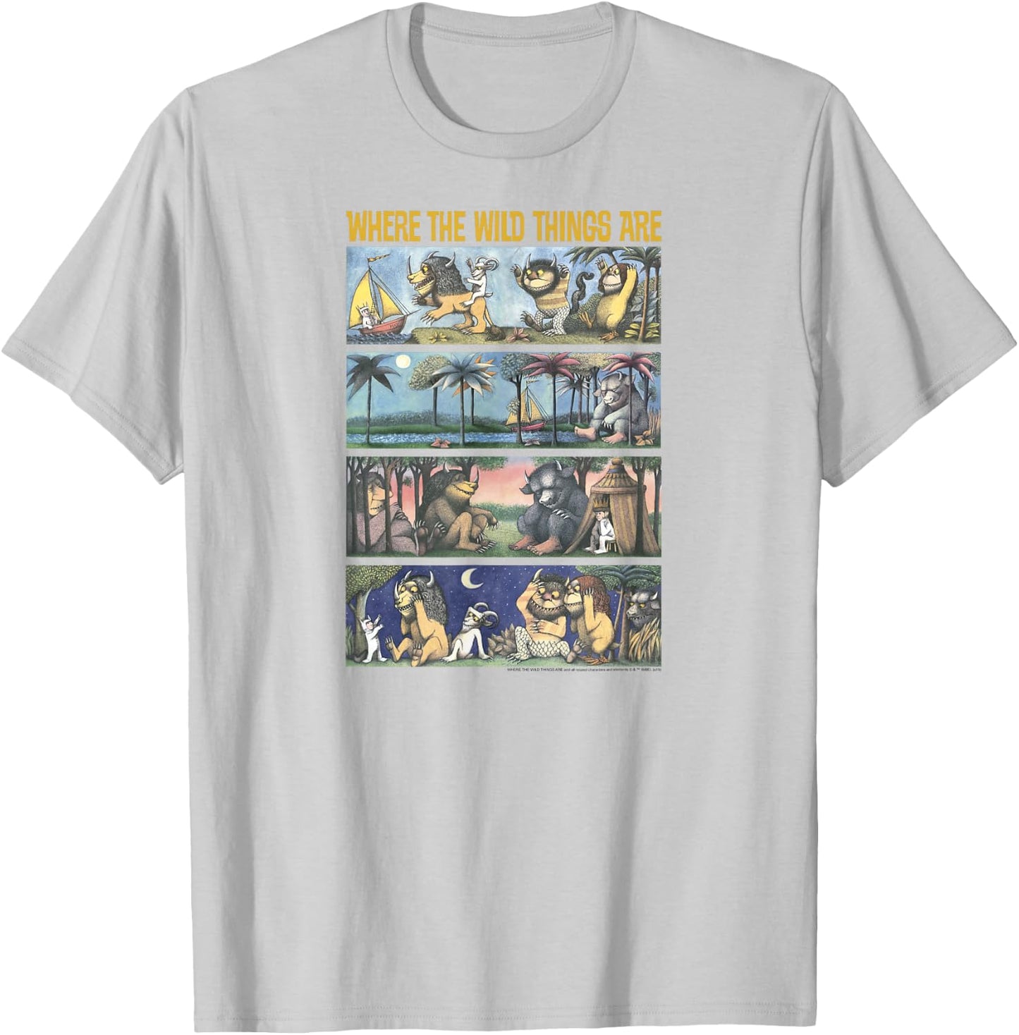 Where The Wild Things are Storybook Panels T-Shirt - T-Shirt | Ash