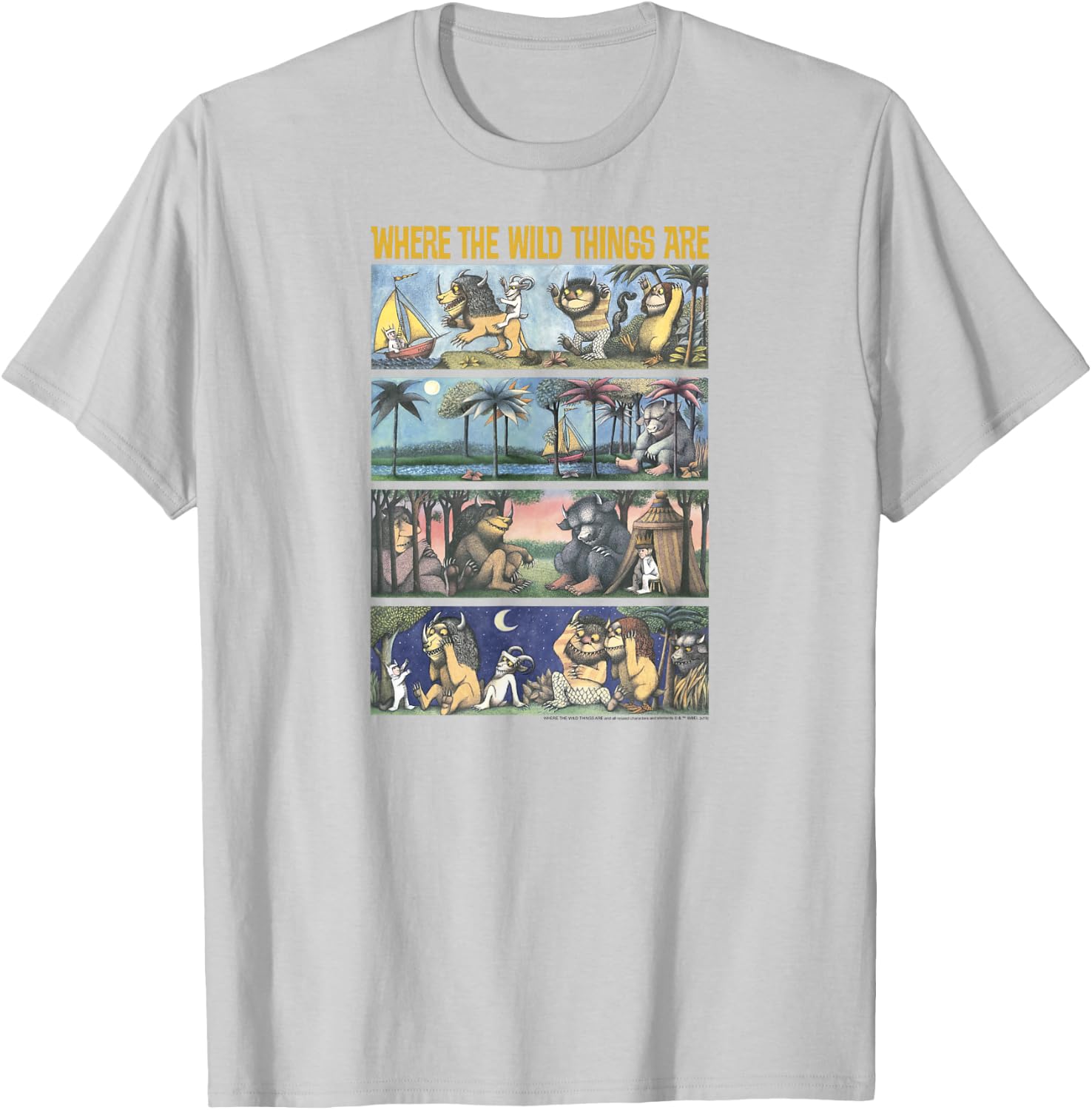 Where The Wild Things are Storybook Panels T-Shirt - T-Shirt | Ash