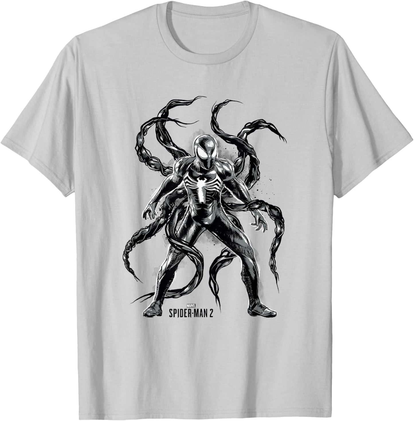 Marvel Spider-Man 2 Black Suit Peter Symbiote Tentacles T-Shirt - T-Shirt | Ash