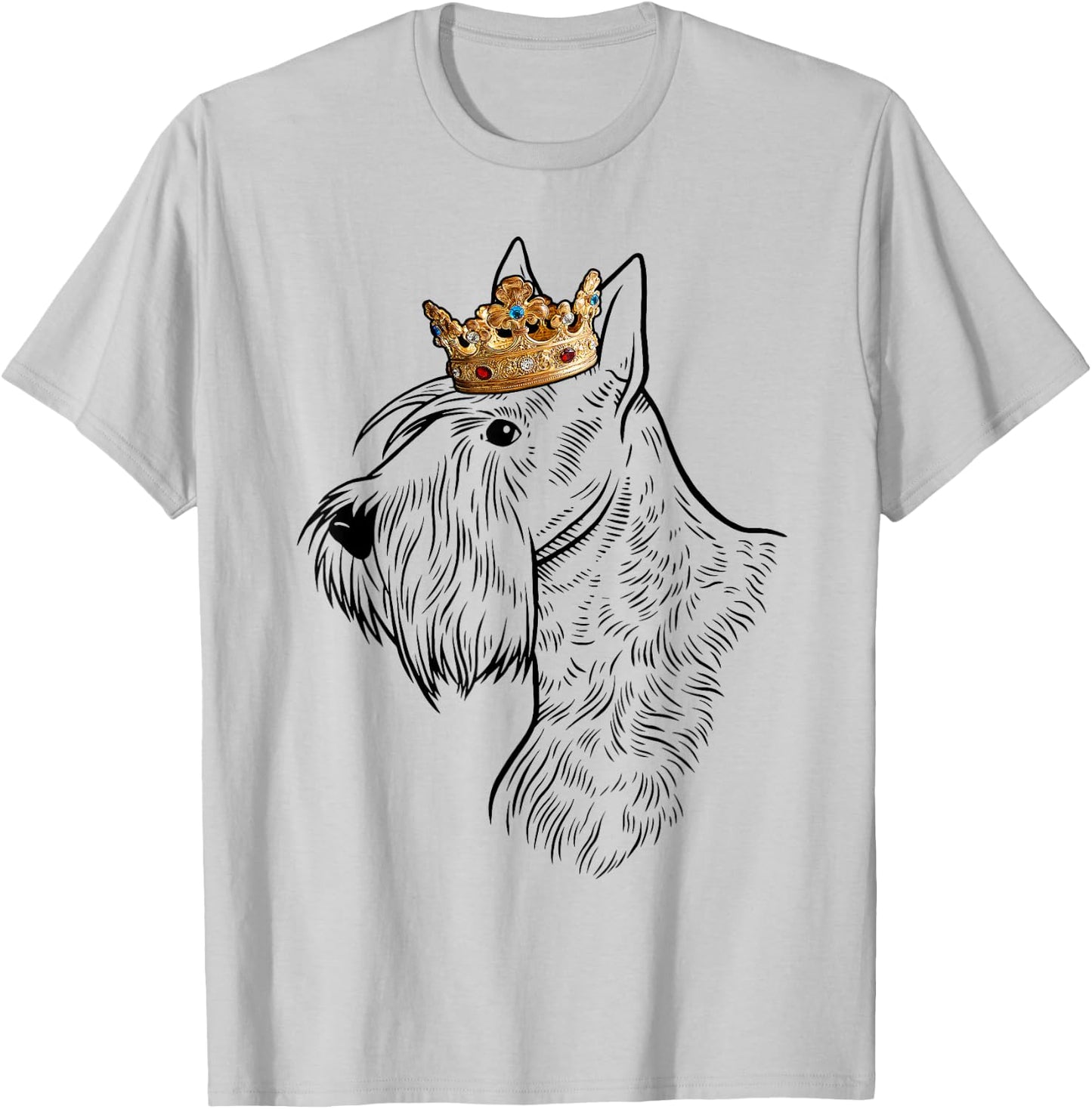 Scottish Terrier Dog Wearing Crown T-Shirt - T-Shirt | Ash
