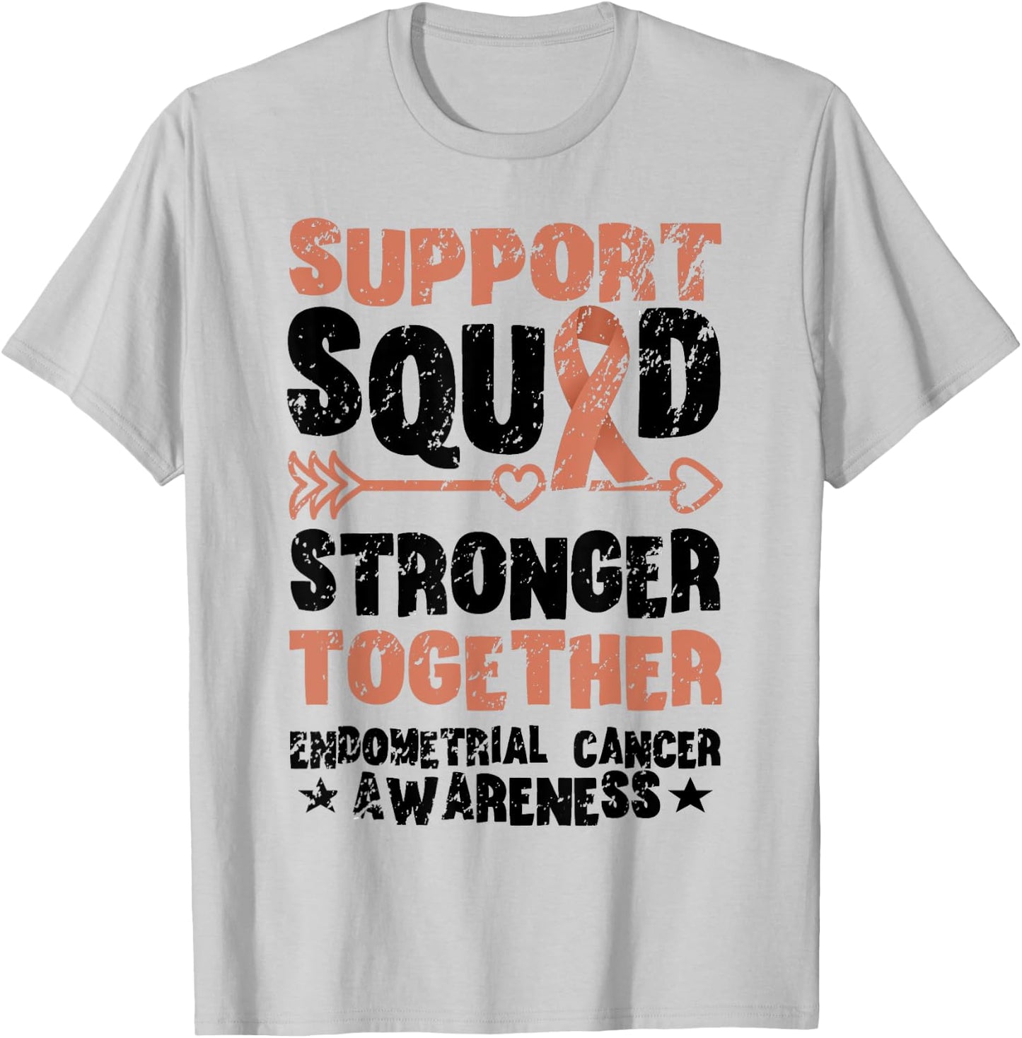 Support Squad Together Vintage Endometrial Cancer Awareness T-Shirt - T-Shirt | Ash
