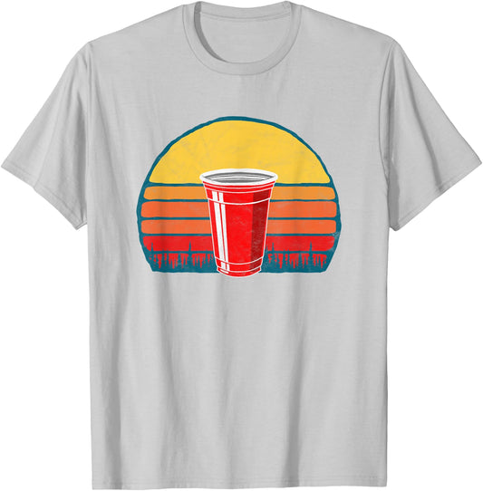 Vintage Red Plastic Cup Funny Fathers Day Beer Graphic T-Shirt - T-Shirt | Ash
