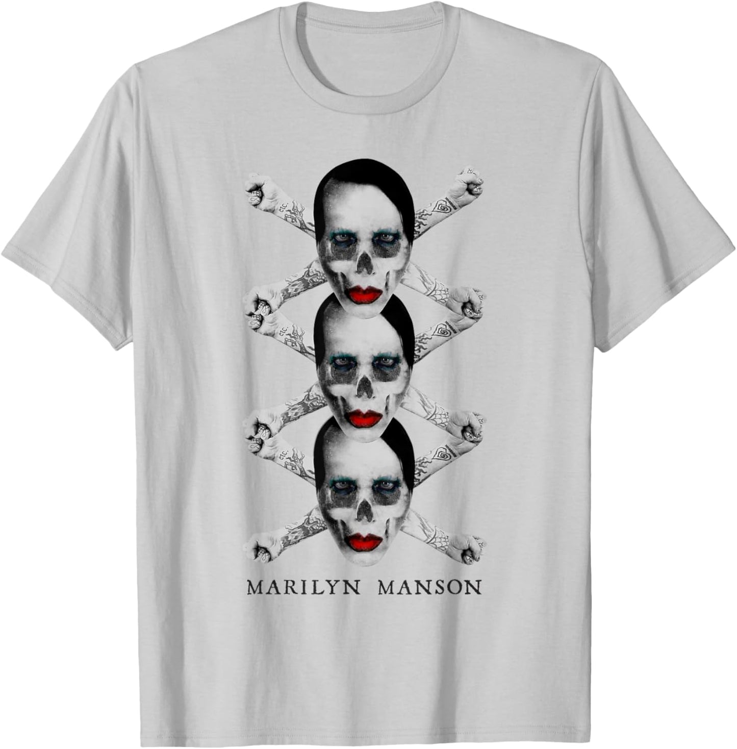 Marilyn Manson – Crossbones X3 T-Shirt - T-Shirt | Ash
