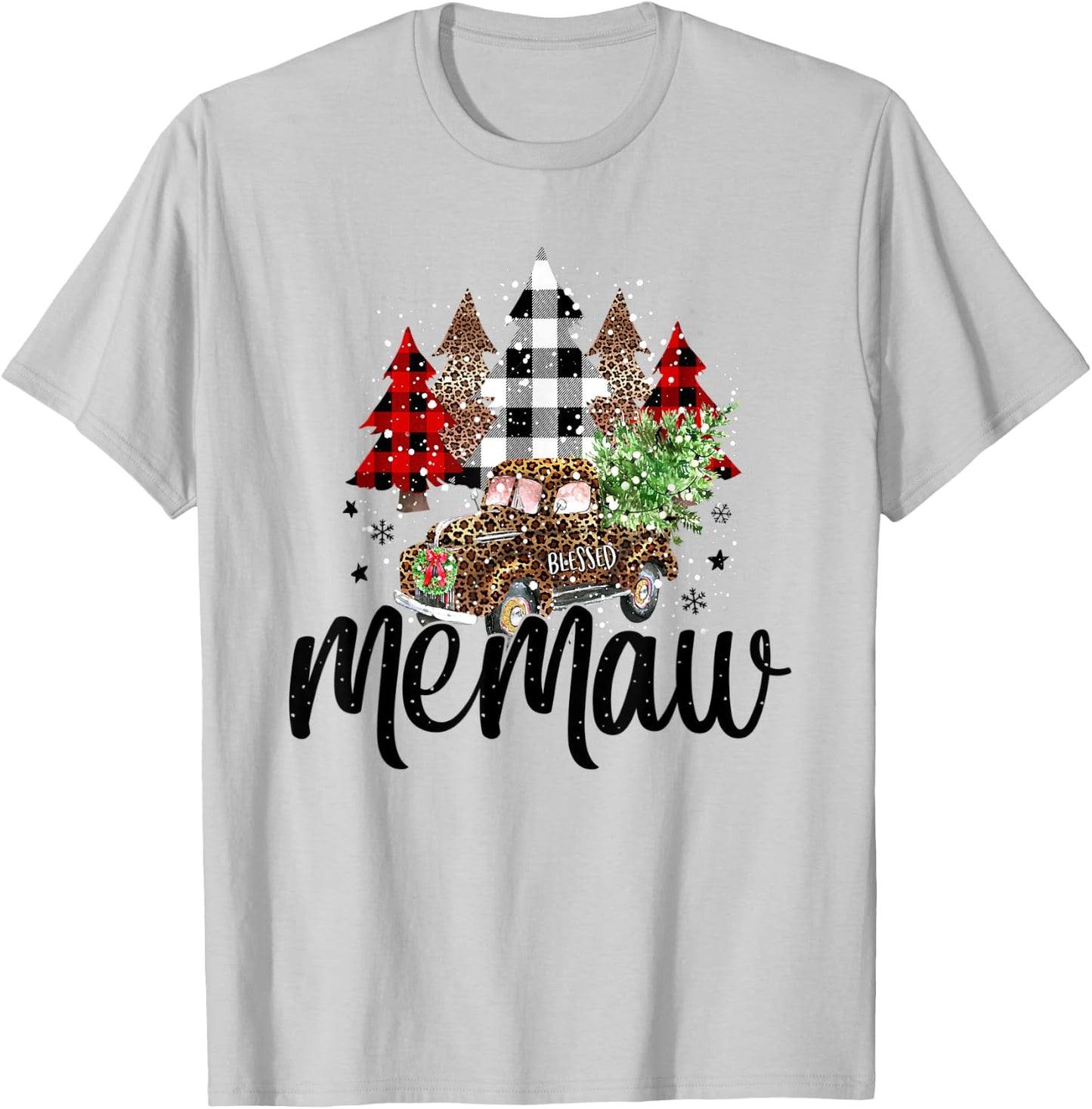 Blessed Memaw Christmas Truck - Grandma Gift T-Shirt - T-Shirt | Ash