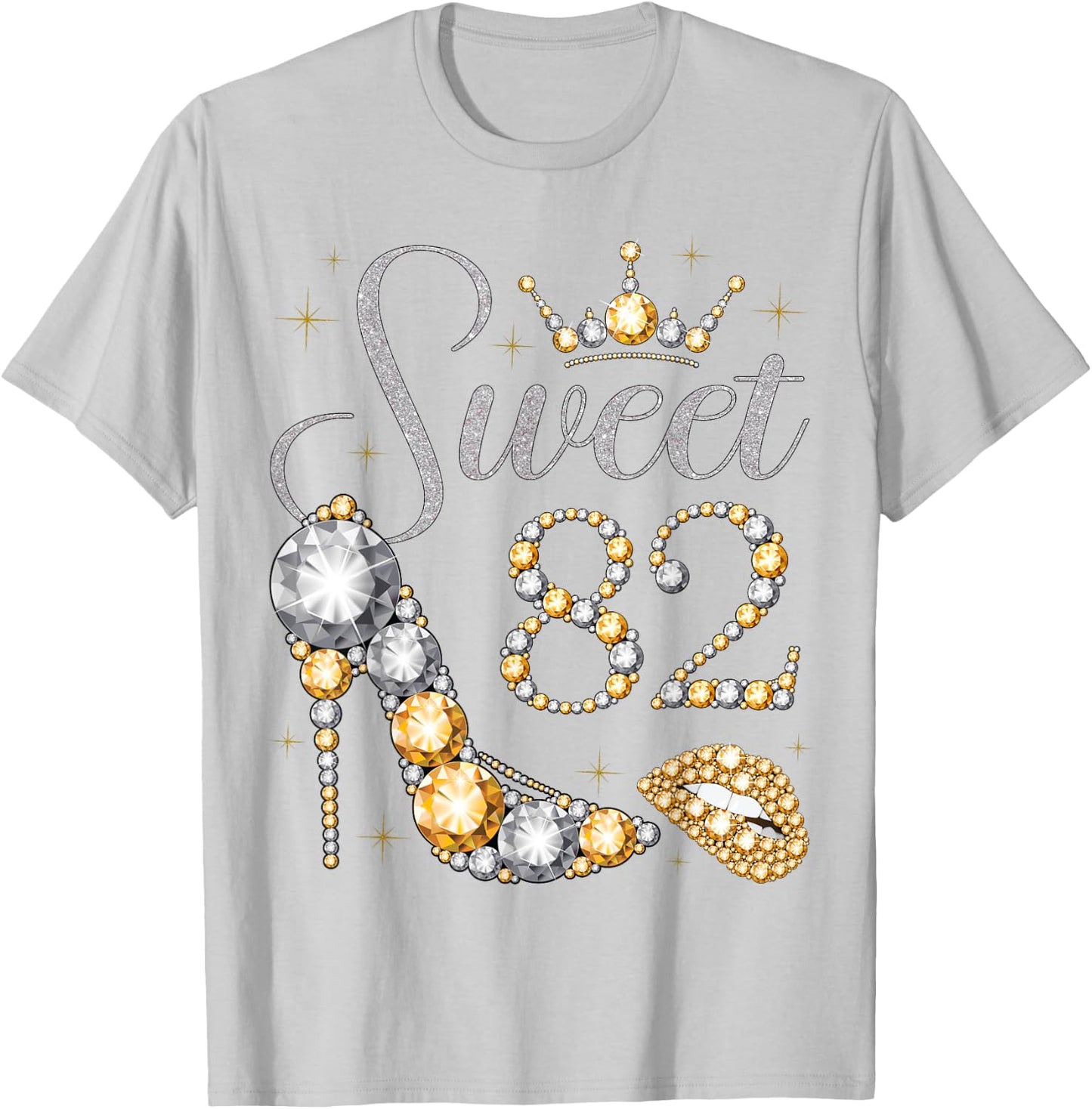 Sweet 82 Years Old 82nd Birthday Queen Princess Bday Party T-Shirt - T-Shirt | Ash