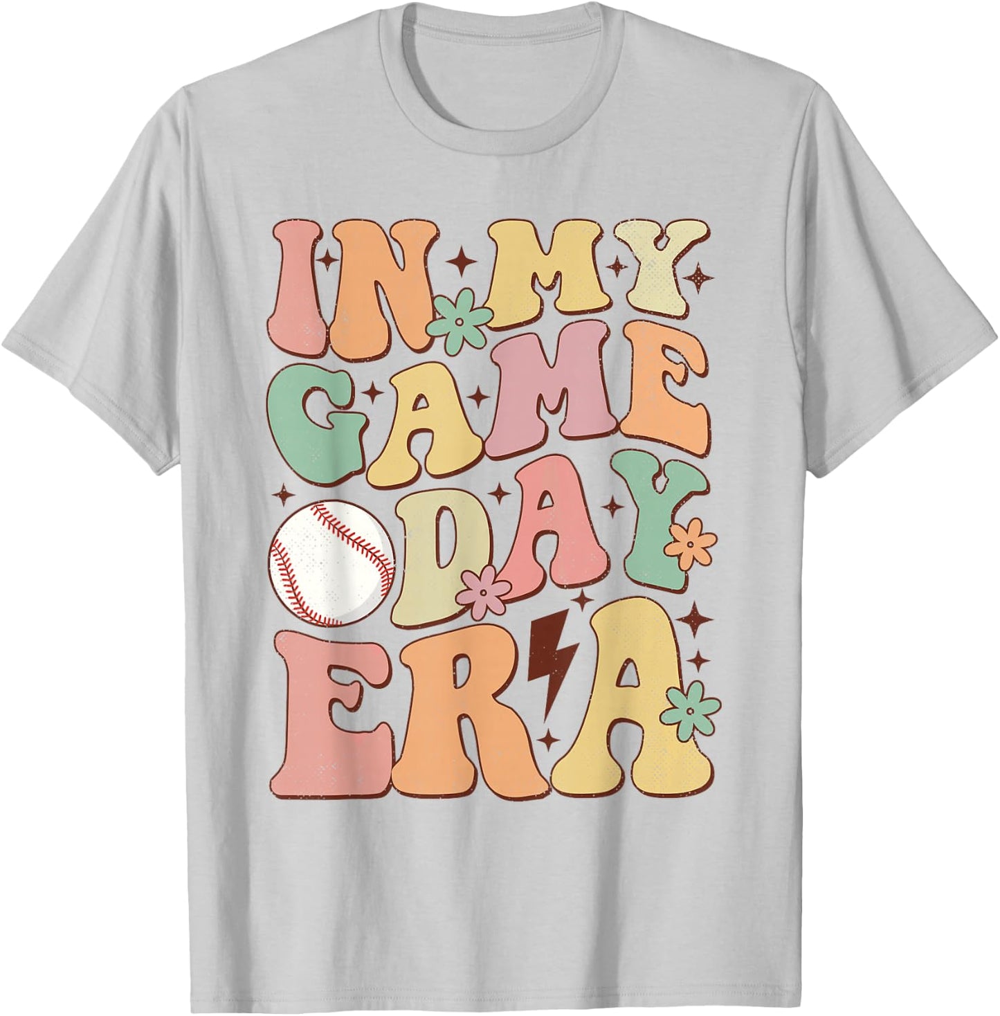 Groovy In My Game Day Era Baseball Game Day Vibes Women Girl T-Shirt - T-Shirt | Ash